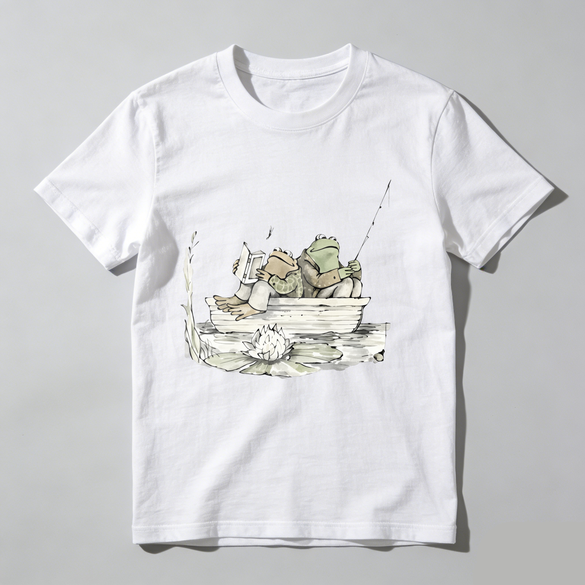 Dorawear™ Frogs Fishing In Boat On Lily Pad T Shirt