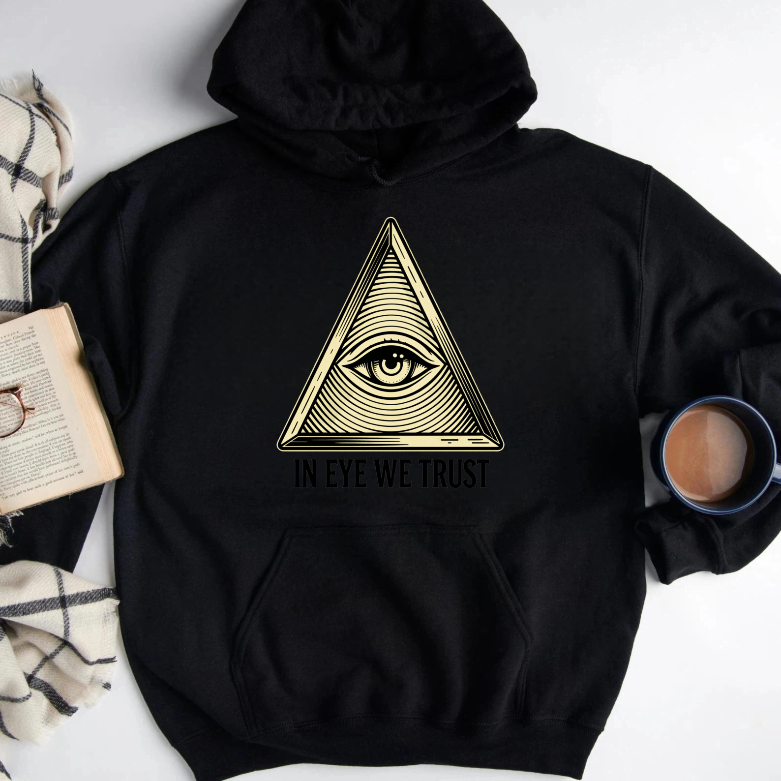 Dorawear™ All Seeing Eye Pyramid Hoodie In Eye We Trust Golden Symbol Sweatshirt Black Unisex Streetwear Fashion Apparel-Dorawear