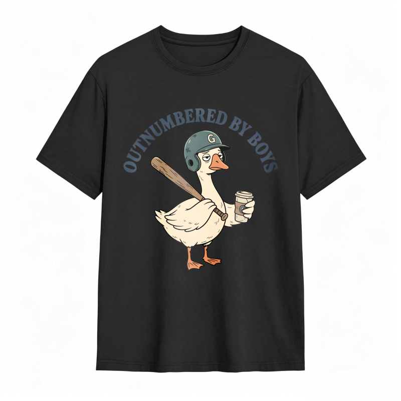 Dorawear™Duck Holding Baseball Bat And Coffee Cup Outnumbered By Boys Unisex Classic T-shirt