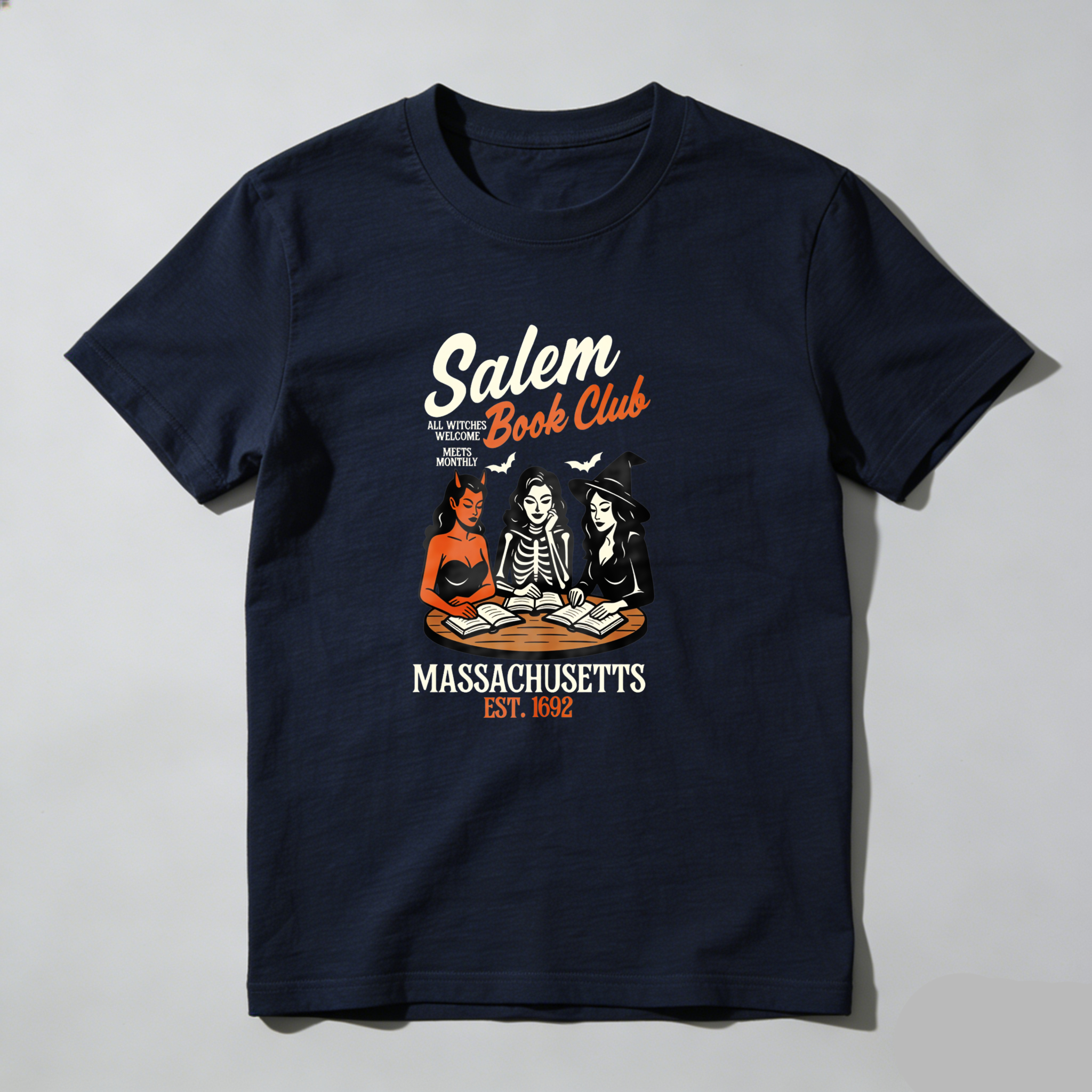 Dorawear™ Salem Book Club Witches Reading Books Massachusetts Est 1692 T Shirt
