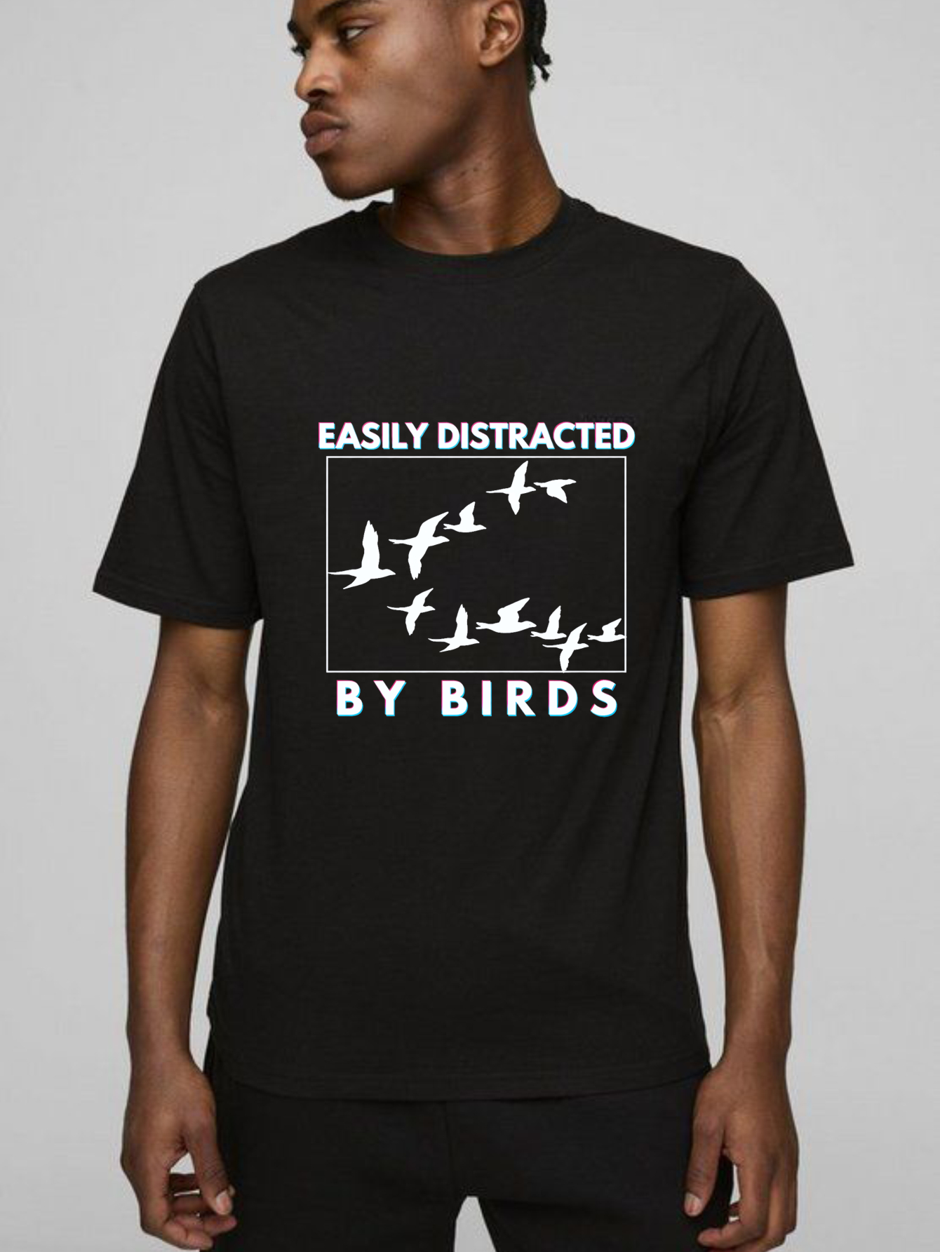 Dorawear Easily Distracted By Birds Pure Cotton Short Sleeve T Shirt