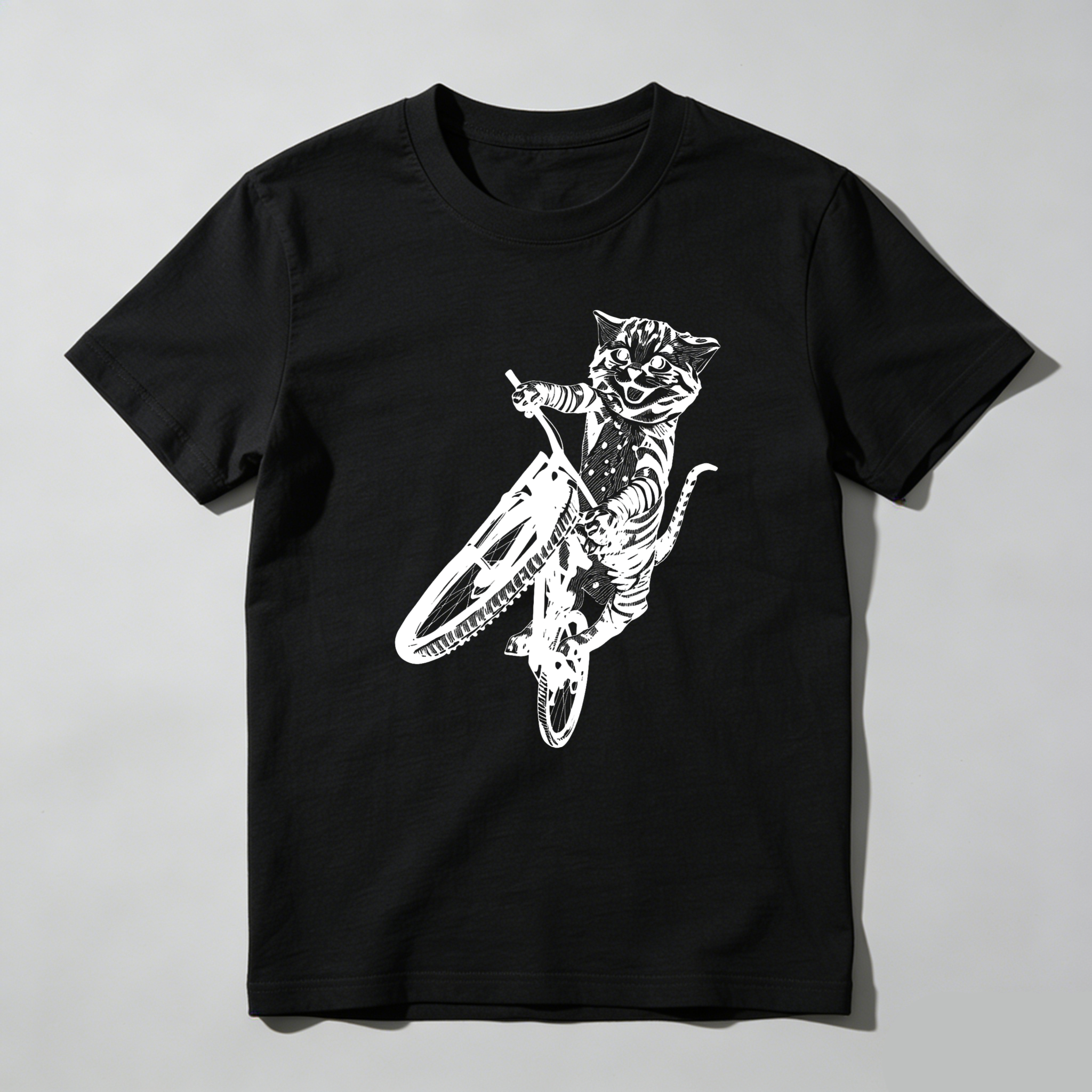 Dorawear™ Cat Riding Bicycle With Stars And Stripes T Shirt