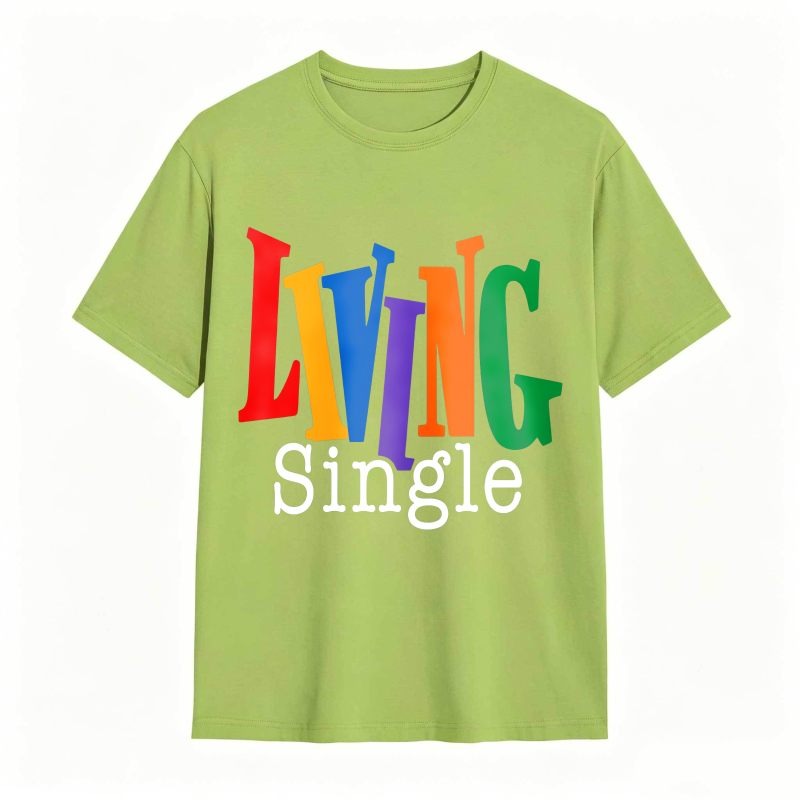 Living Single Bright Colored Lettering Graphic Cotton T-Shirt