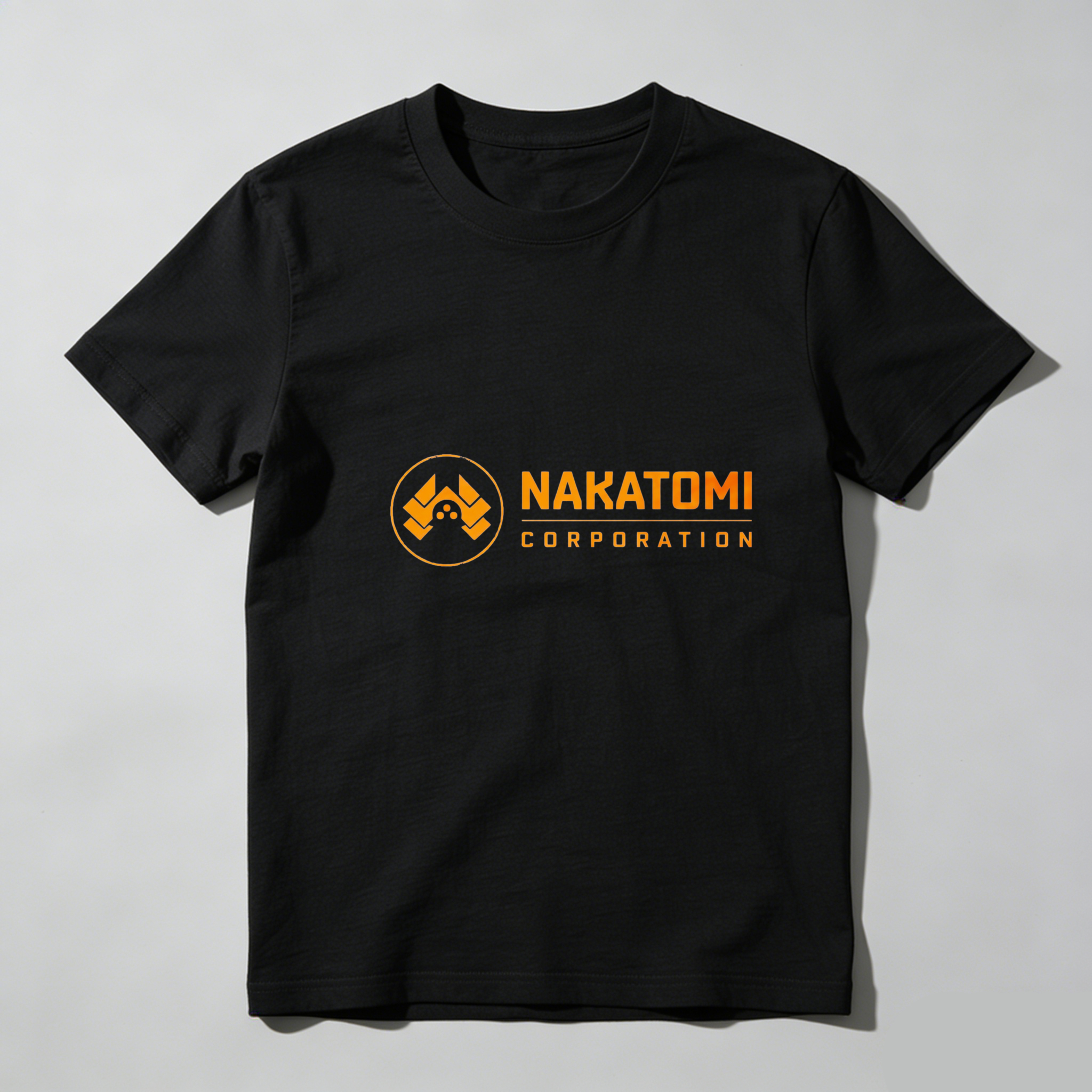Dorawear Nakatomi Corporation Logo Orange Print Pure Cotton Short Sleeve T Shirt