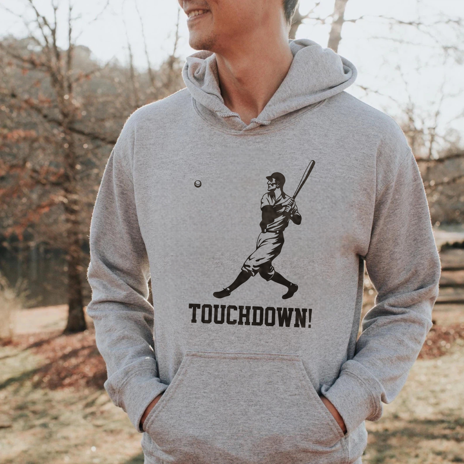 Dorawear™ Touchdown Baseball Player Hoodie Black Sweatshirt With Graphic Design For Sports Fans(1)