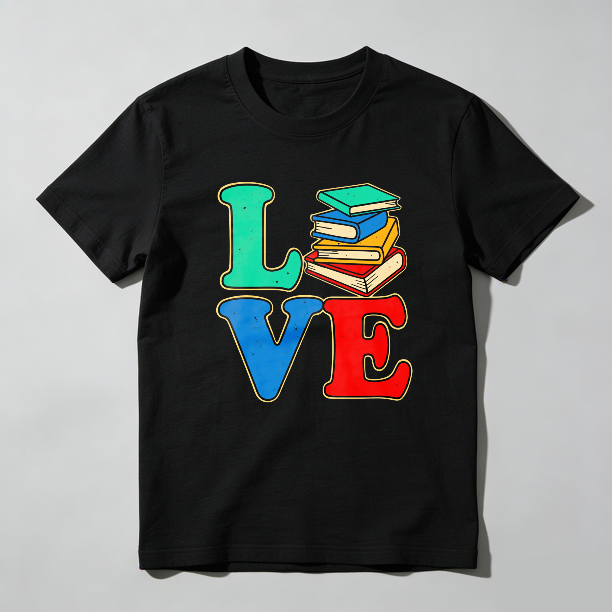 Dorawear Love Books Stack Colorful Letters T Shirt