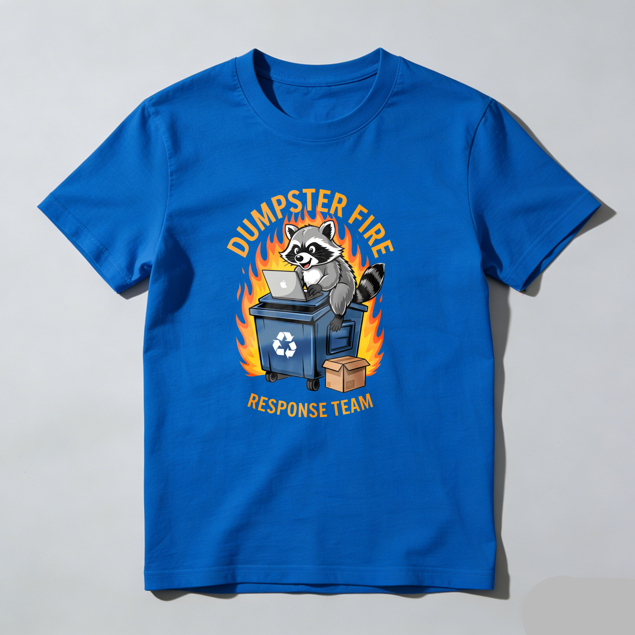 Dorawear™ Racoon On Dumpster With Laptop And Fire T Shirt