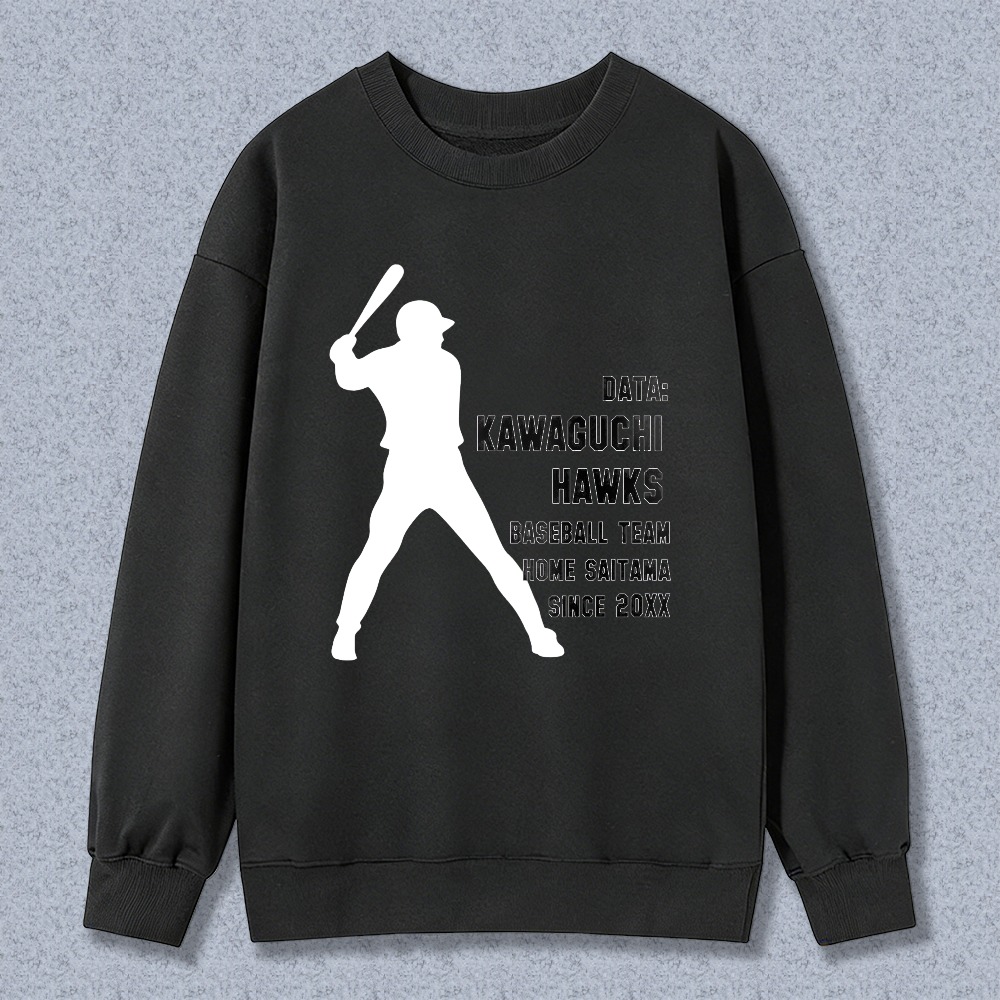 Dorawear™ Baseball Player Silhouette With Data Kawaguchi Hawks Baseball Team Home Saitama Since 20xx Unisex Classic Sweatshirt-Dorawear