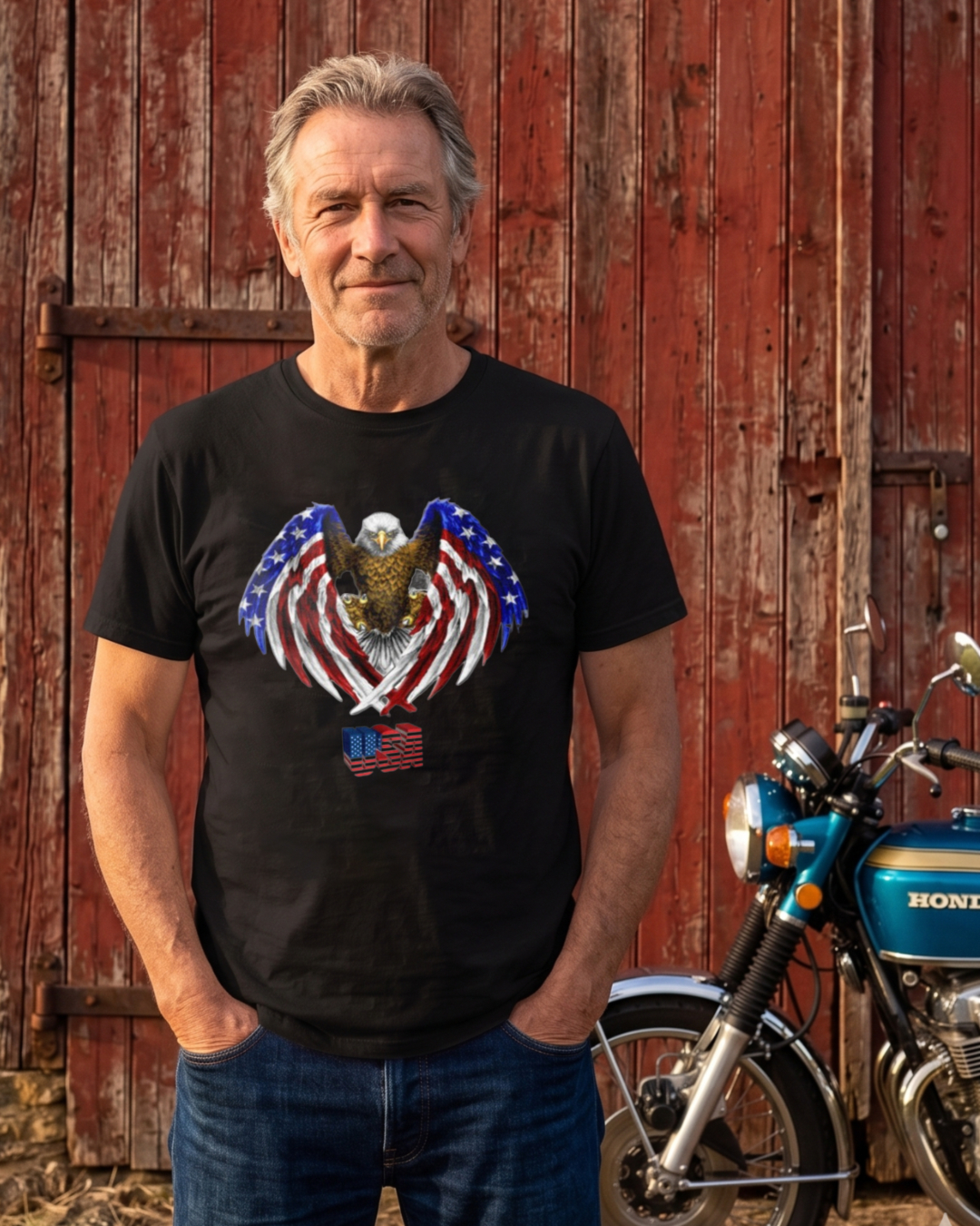 American Eagle With Flag Wings And Usa Flag T-shirt
