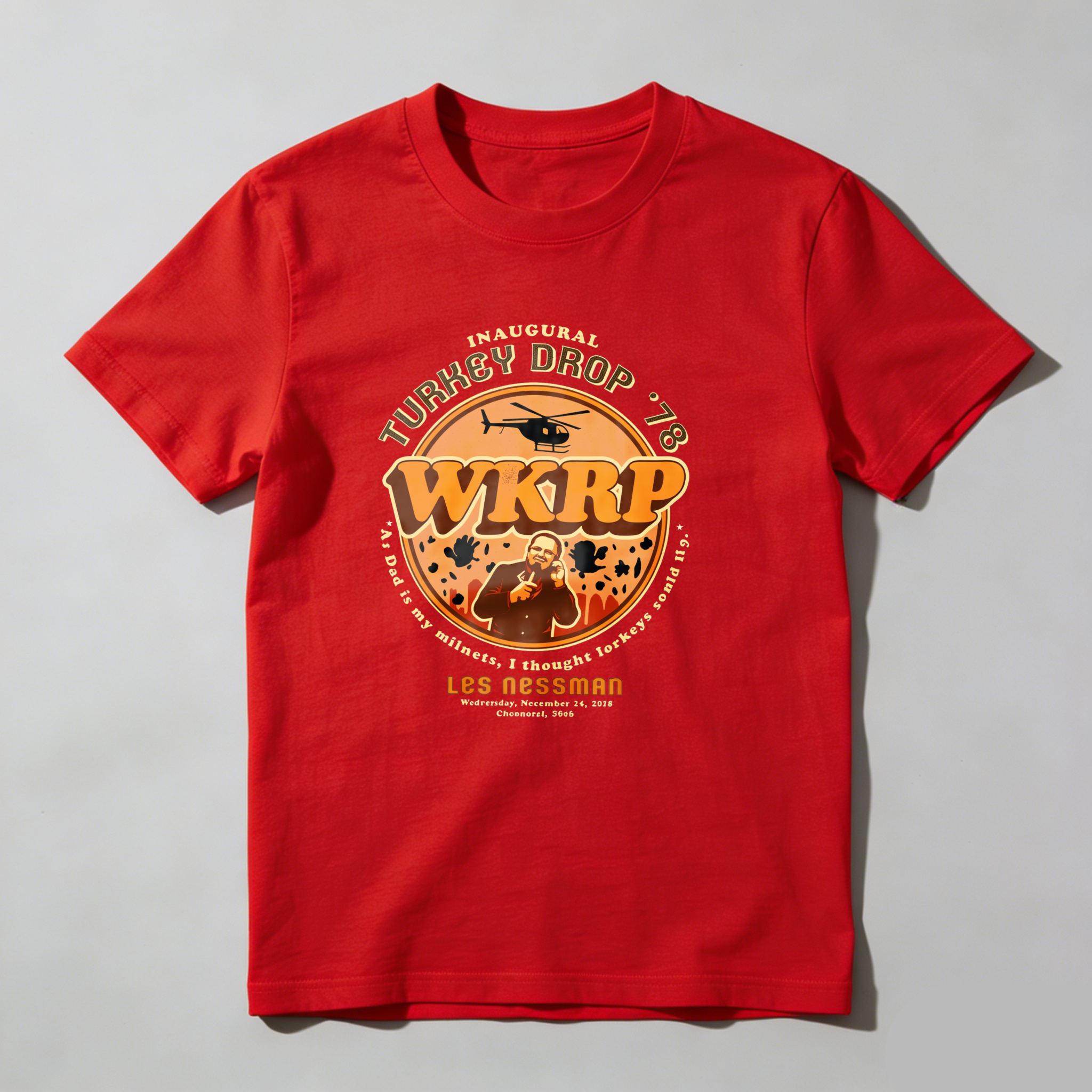 Dorawear™ Inaugural Turkey Drop 78 Wkrp Les Nessman T Shirt