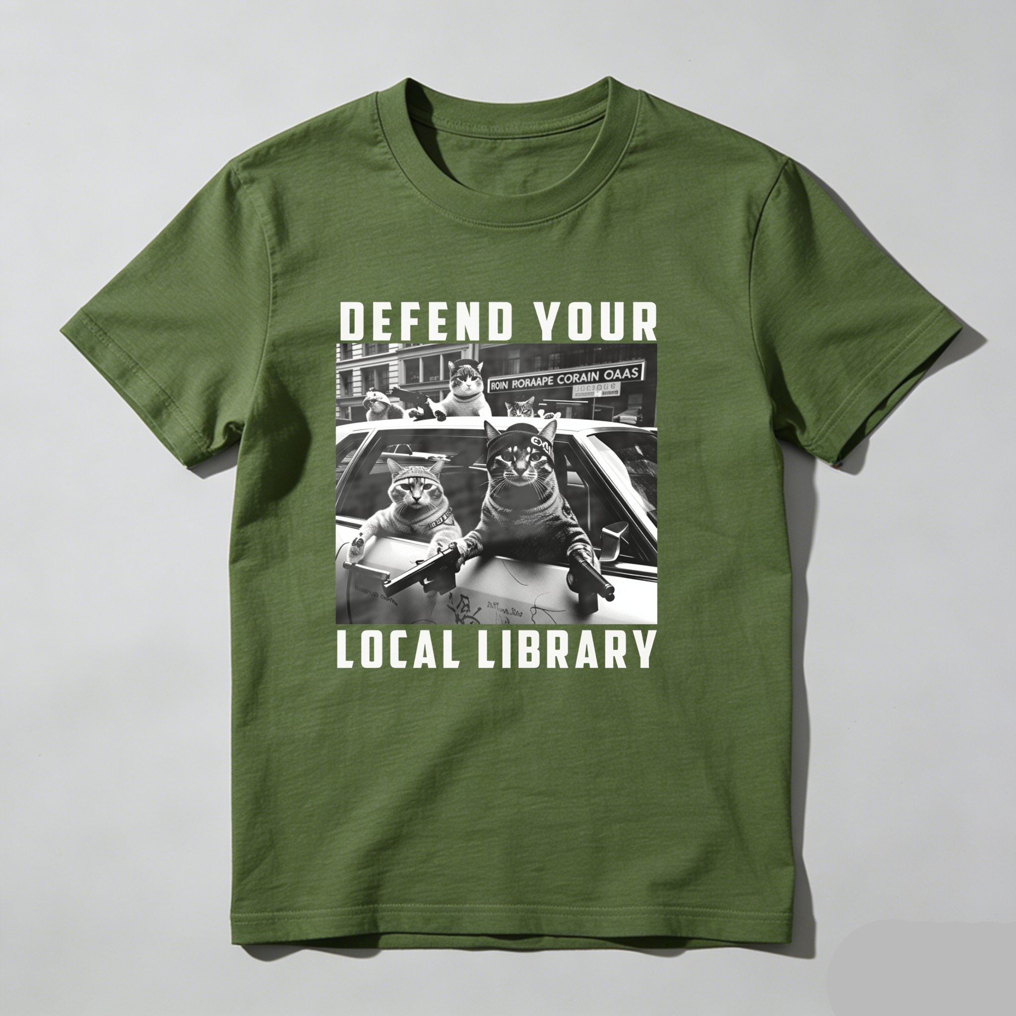 Dorawear™ Defend Your Local Library Cats In Car T Shirt