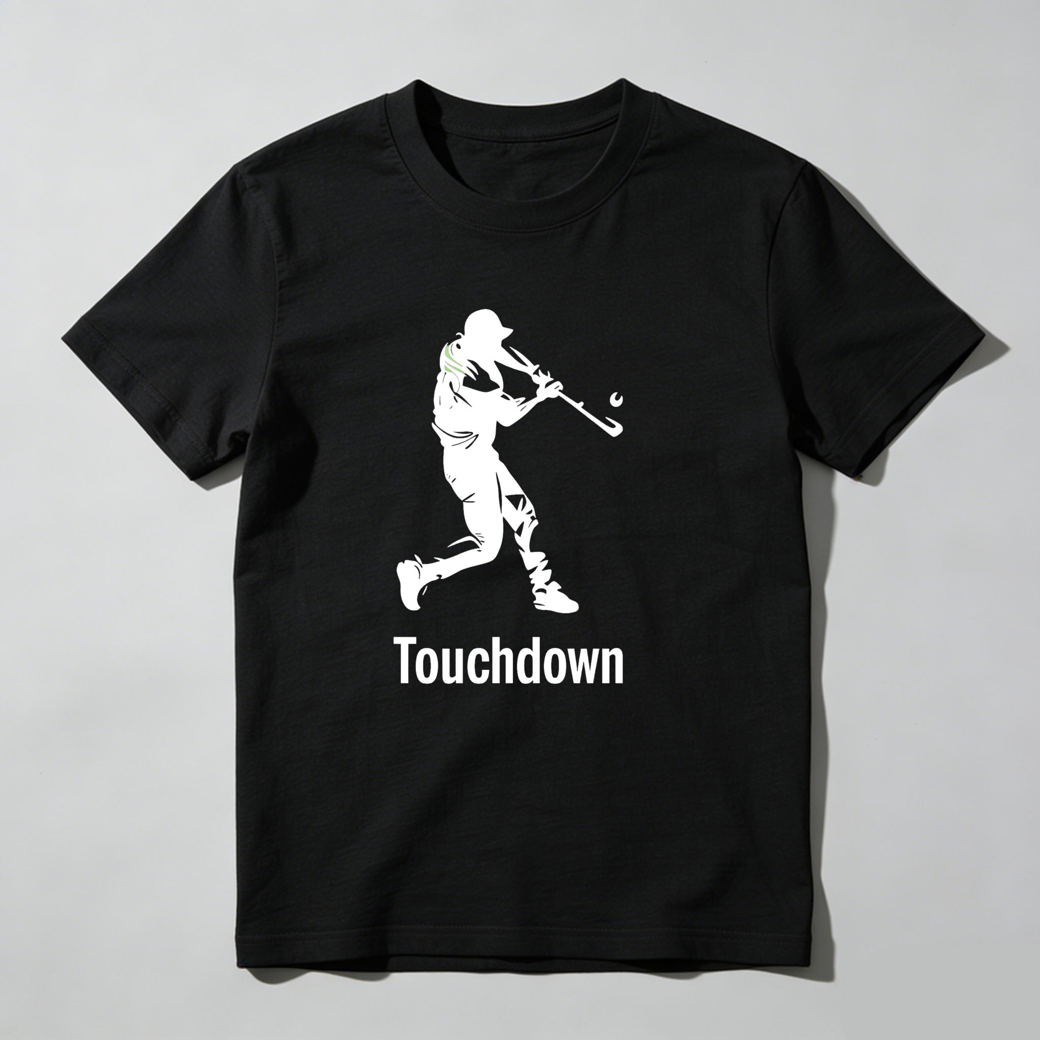 Dorawear™ Cricket Player Batting Silhouette Touchdown Text  T Shirt