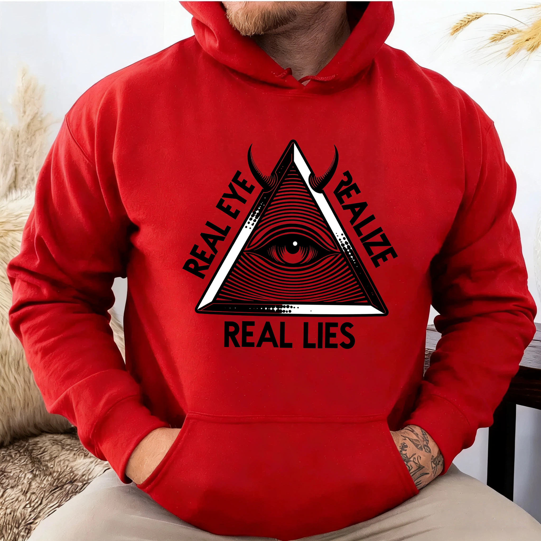 Dorawear™ Real Eye Realize Real Lies Hoodie With All Seeing Eye Design Black Sweatshirt For Men Women Fashion Statement Clothing-Dorawear