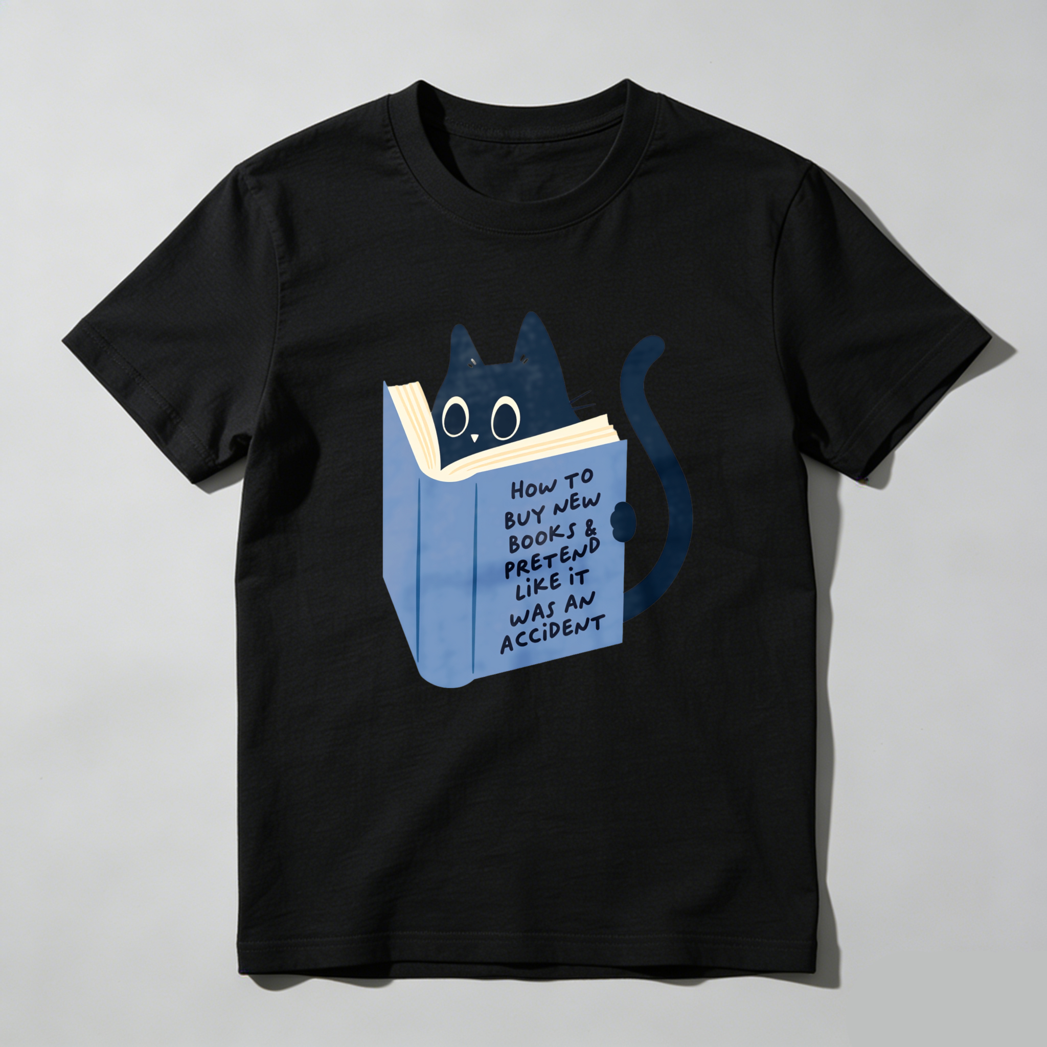 Dorawear Cat Reading Book With Text On Cover T Shirt