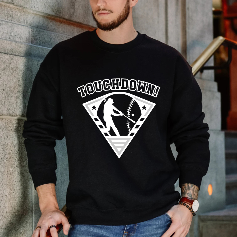 Dorawear™ Baseball Player With Bat And Ball In Diamond Design Touchdown Unisex Classic Sweatshirt