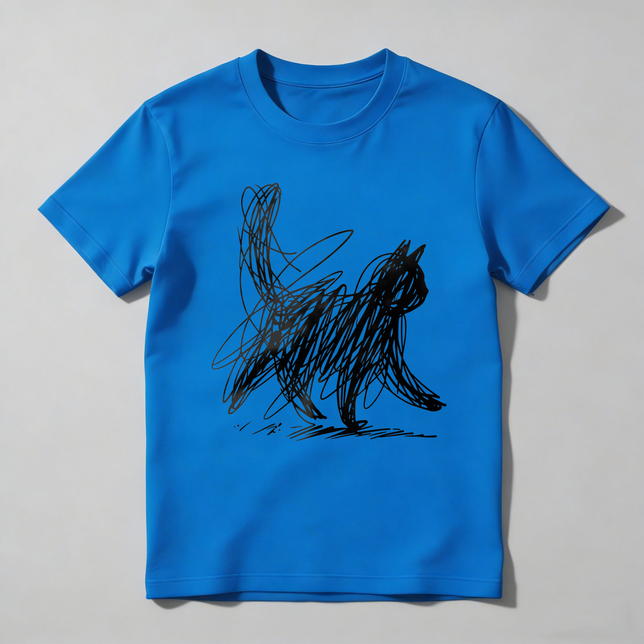 Dorawear™ Abstract Cat Sketch Art Design Print T Shirt