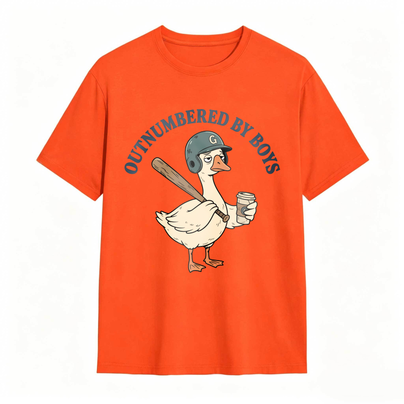 Dorawear™Duck Holding Baseball Bat And Coffee Cup Outnumbered By Boys Unisex Classic T-shirt
