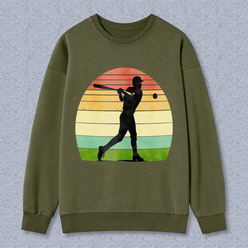 Dorawear™ Baseball Player Silhouette Sunset Gradient Design Unisex Classic Sweatshirt