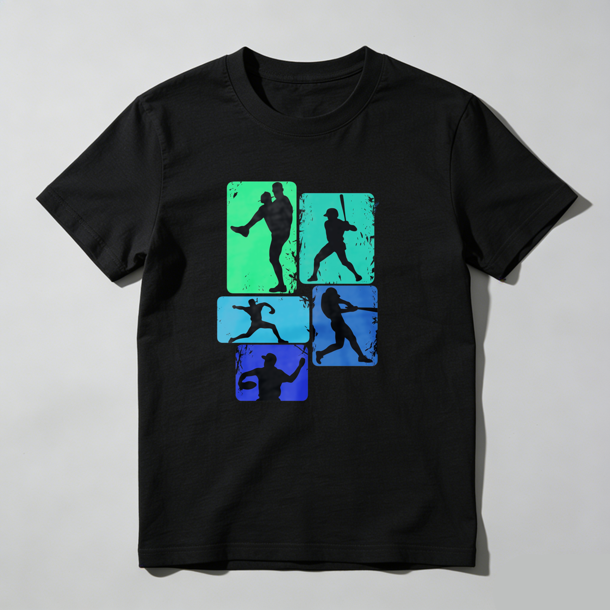 Dorawear™ Baseball Player Silhouettes In Color Blocks  T Shirt-Dorawear