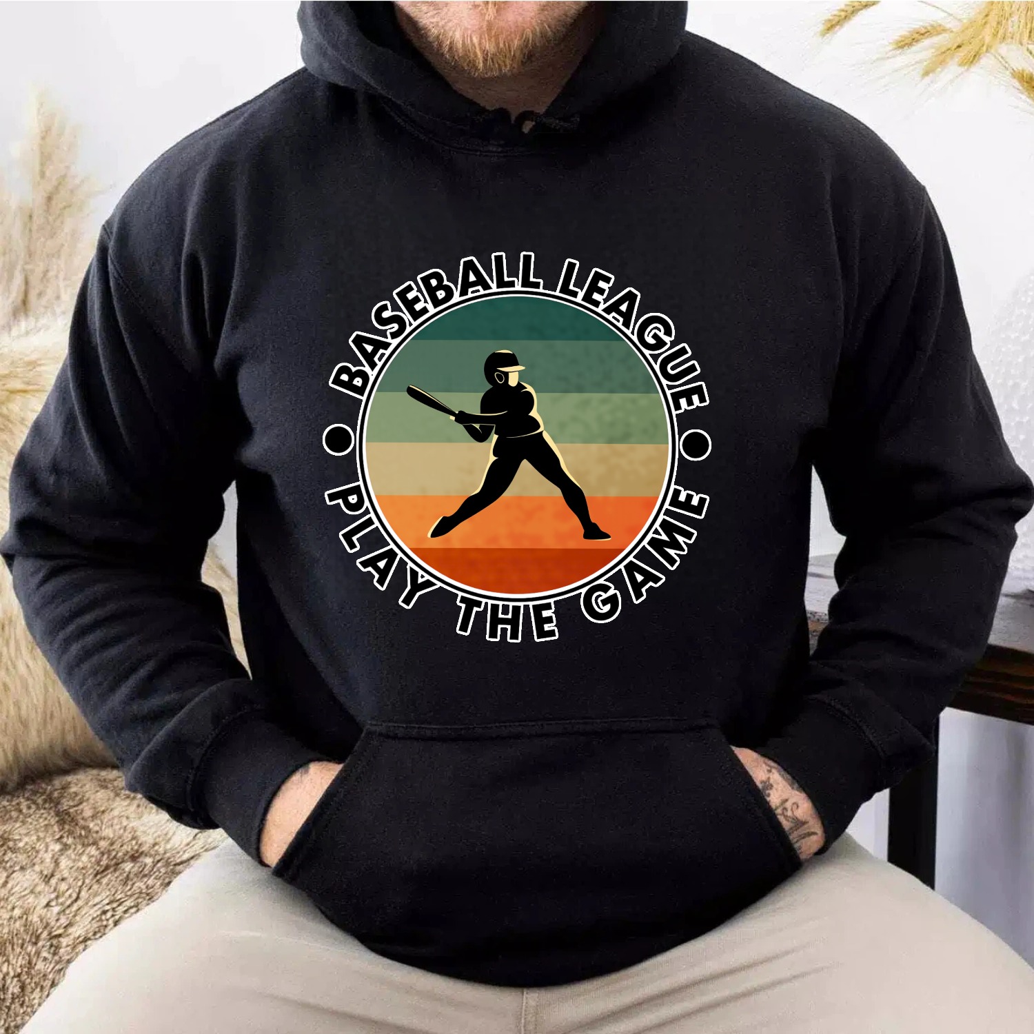 Dorawear™ Baseball League Play The Game Vintage Sport Hoodie Men Women Unisex Sweatshirt Casual Wear Athletic Apparel-Dorawear