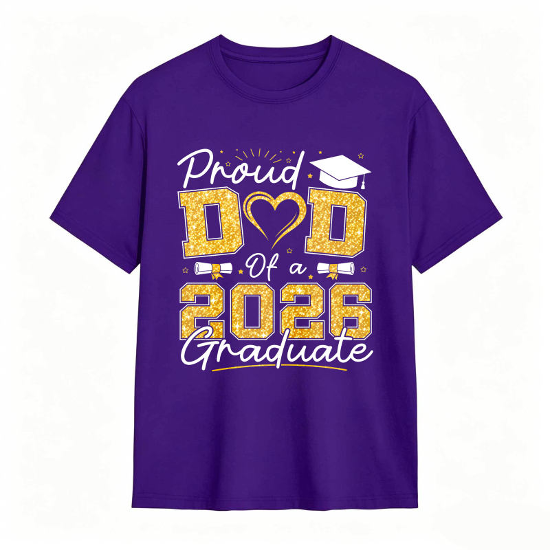 Dorawear™ Proud Dad Of A 2026 Graduate Graduation Cap Heart And Bow Tie Design Unisex Classic T-shirt