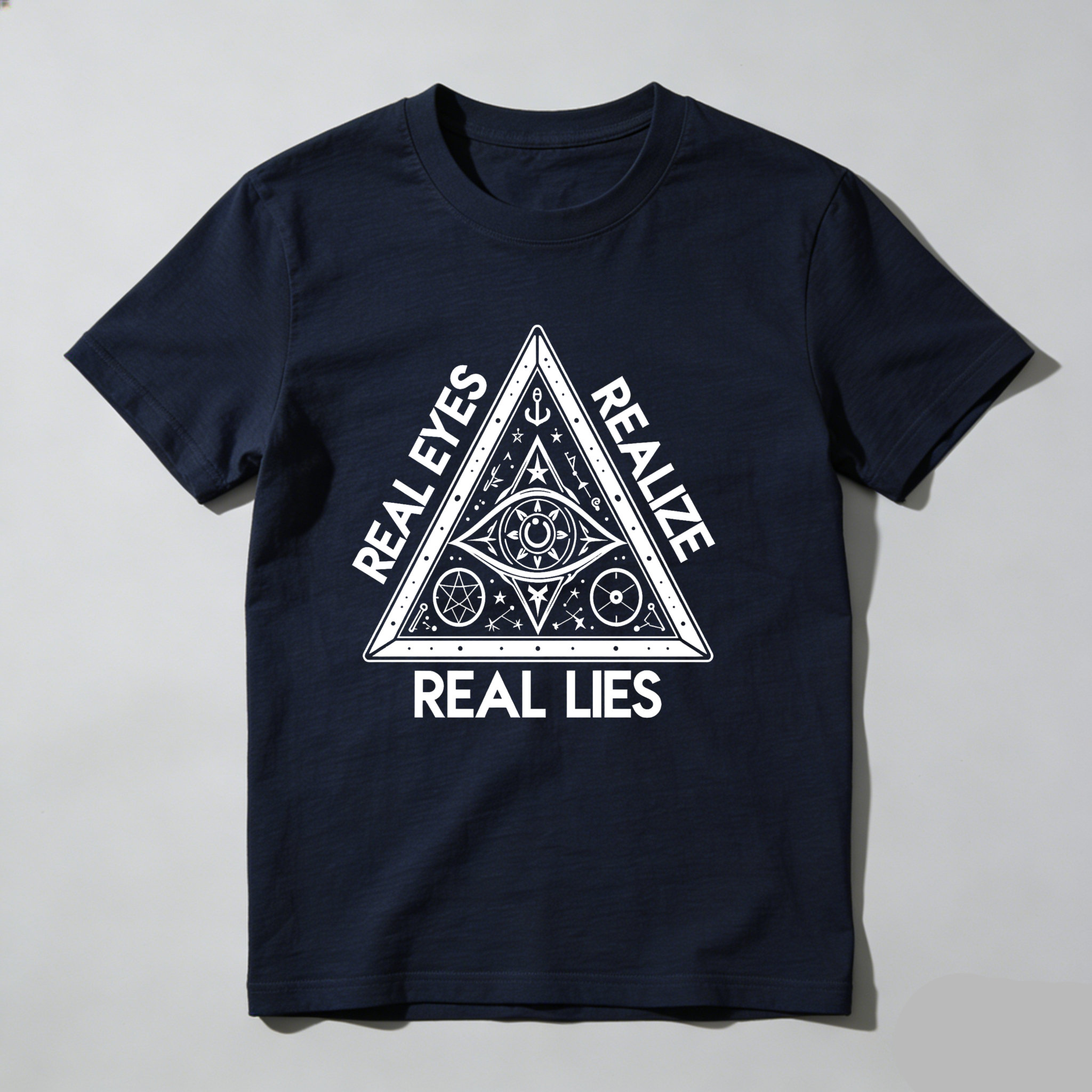 Dorawear™Real Eyes Realize Real Lies Pyramid Symbol  T Shirt