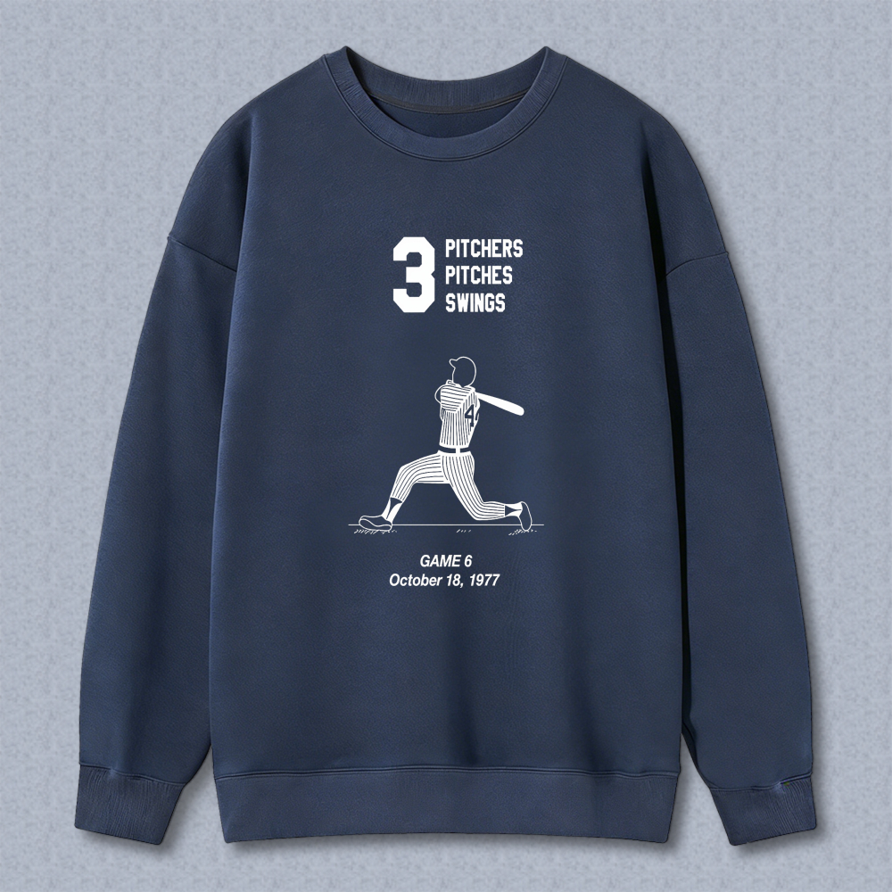 Dorawear™ Baseball Pitcher Graphic With Number Three And Text Pitchers Pitches Swings Game 6 October 18 1977 Unisex Classic Sweatshirt-Dorawear