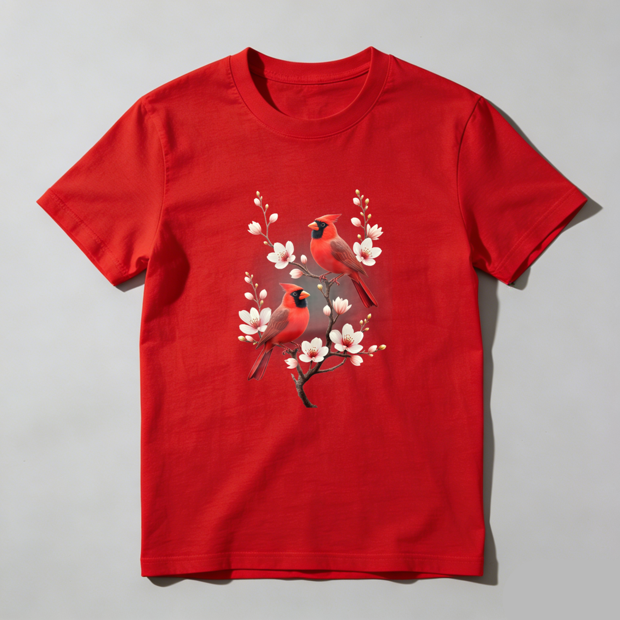 Dorawear™  Red Birds On Blossom Branch T Shirt