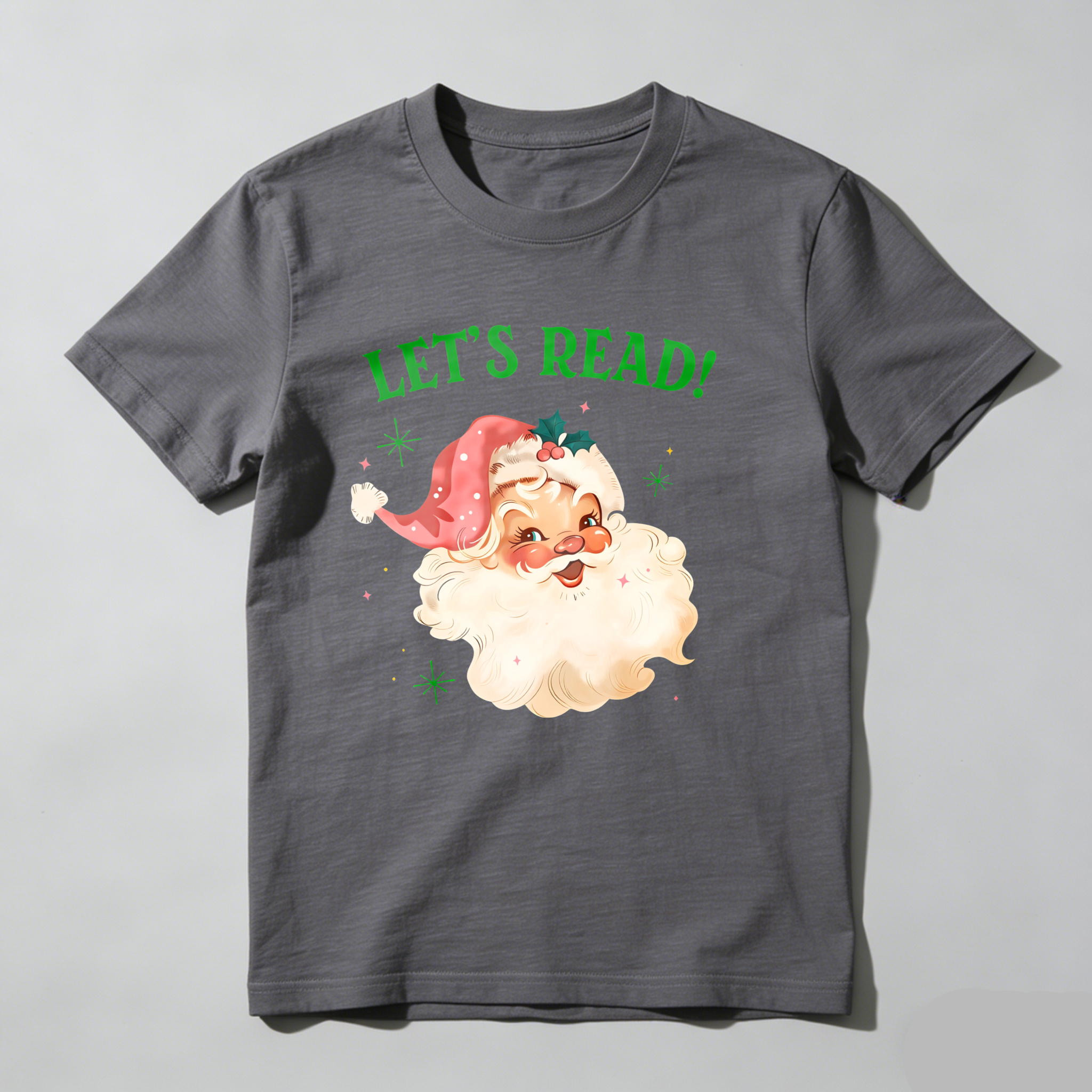 Dorawear™ Let's Read Santa With Snowflakes T Shirt