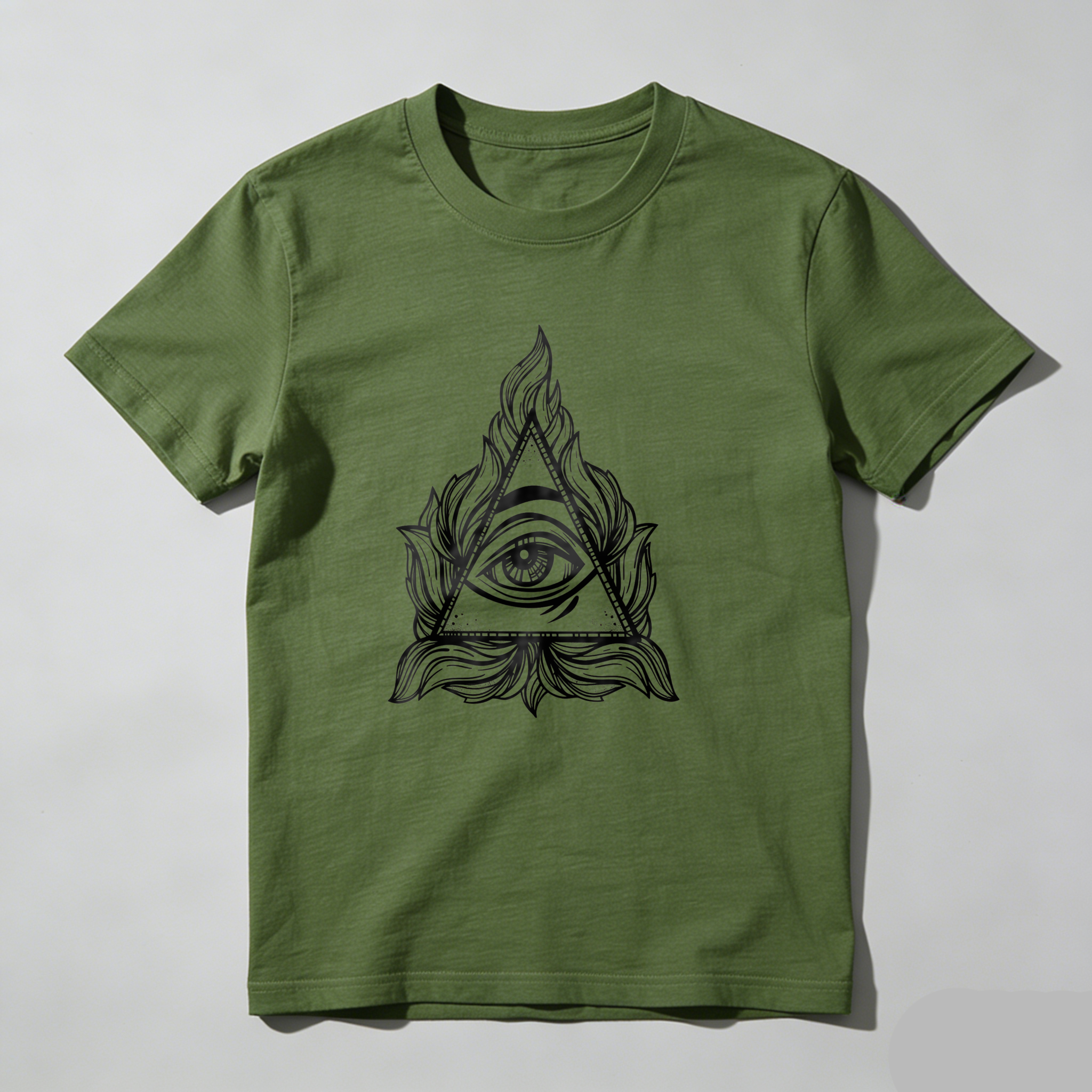 Dorawear™Eye Within Triangle Flames Pattern  T Shirt