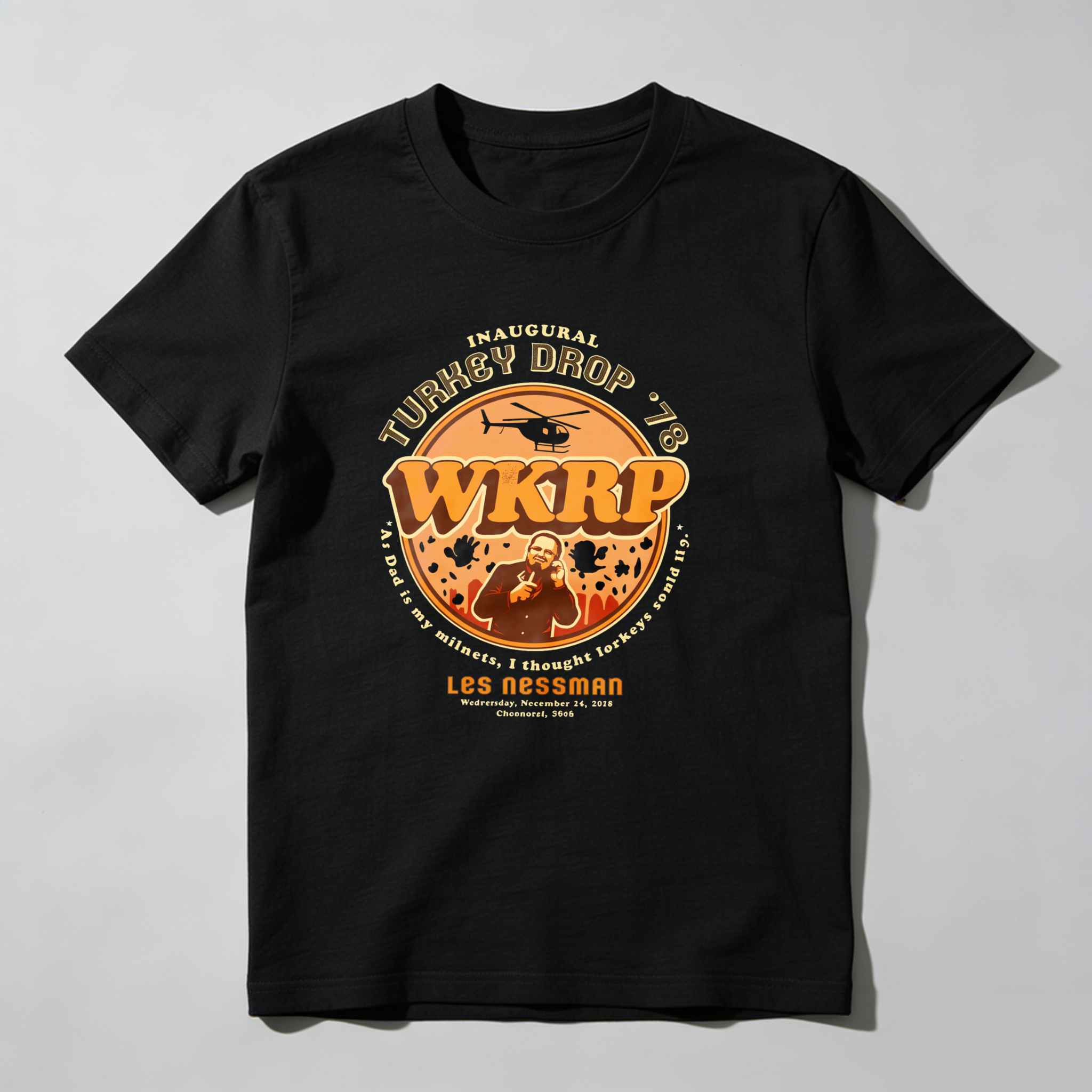 Dorawear™ Inaugural Turkey Drop 78 Wkrp Les Nessman T Shirt
