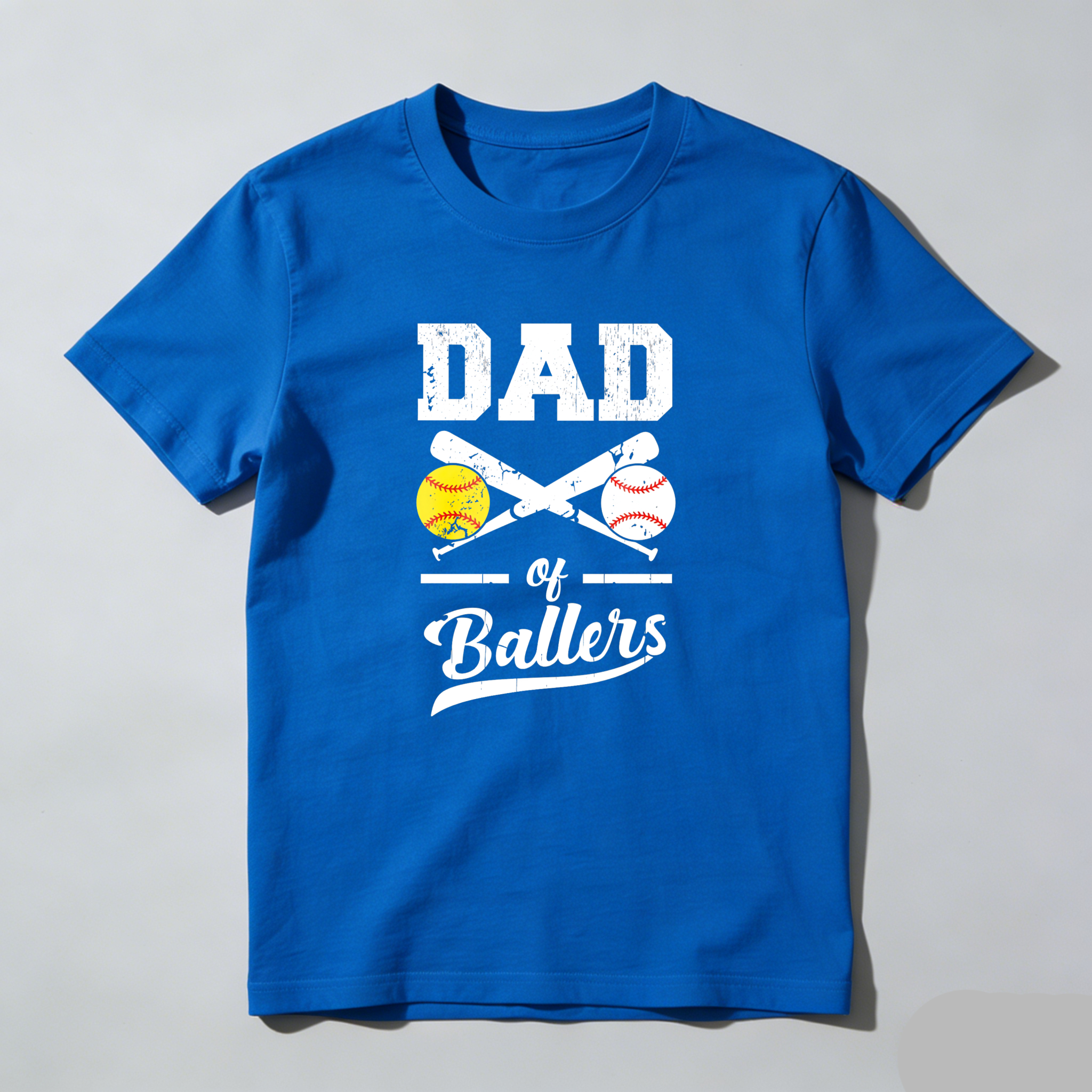 Dorawear™ Dad Of Ballers With Baseball And Softball  T Shirt-Dorawear