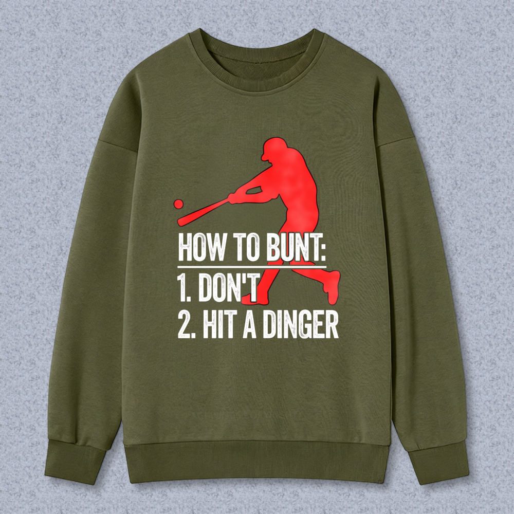 Dorawear™ Baseball Player Silhouette With Text How To Run 1 Don't 2 Hit The Dinger Unisex Classic Sweatshirt-Dorawear