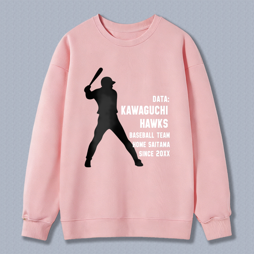 Dorawear™ Baseball Player Silhouette With Data Kawaguchi Hawks Baseball Team Home Saitama Since 20xx Unisex Classic Sweatshirt-Dorawear