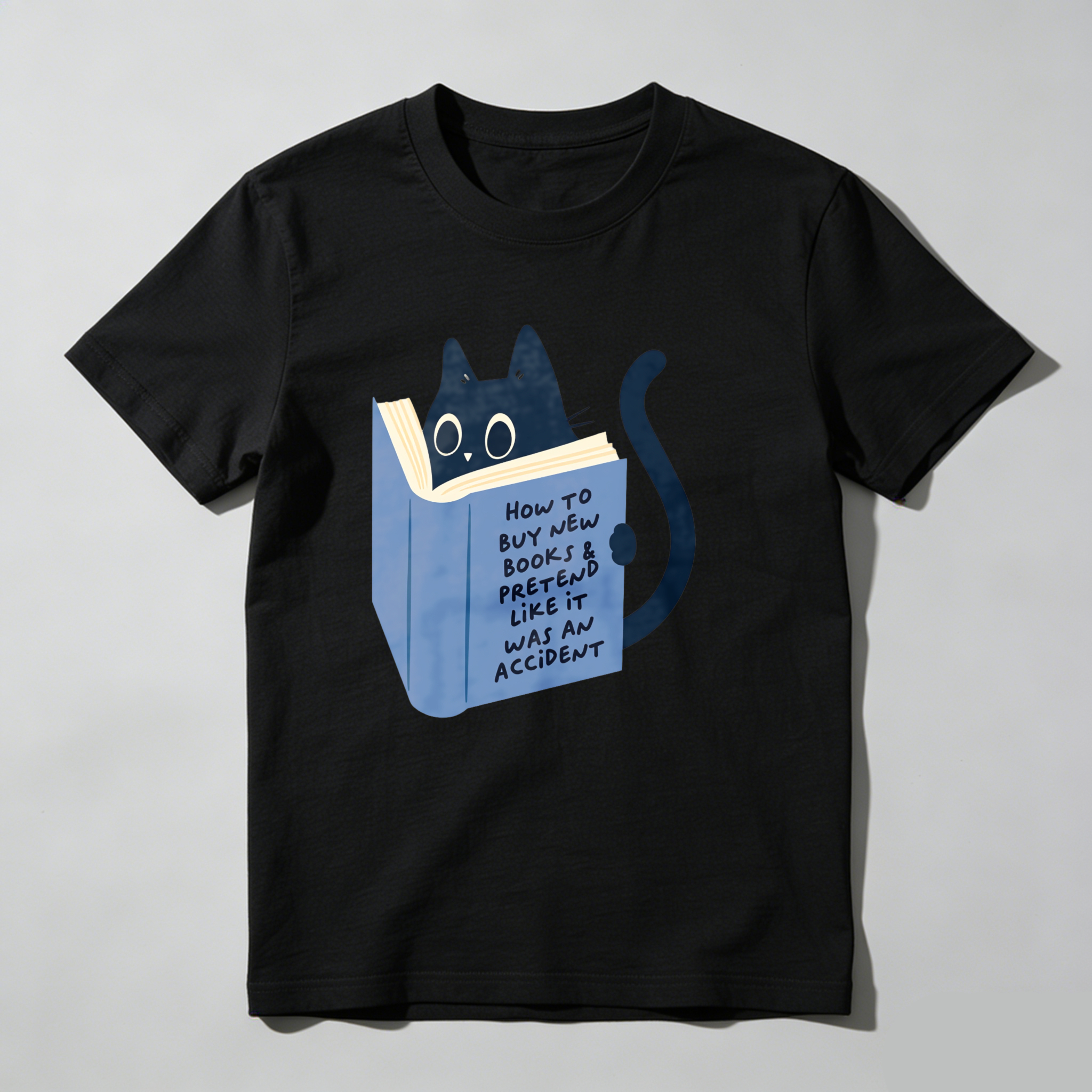 Dorawear Cat Reading Book With Text On Cover T Shirt
