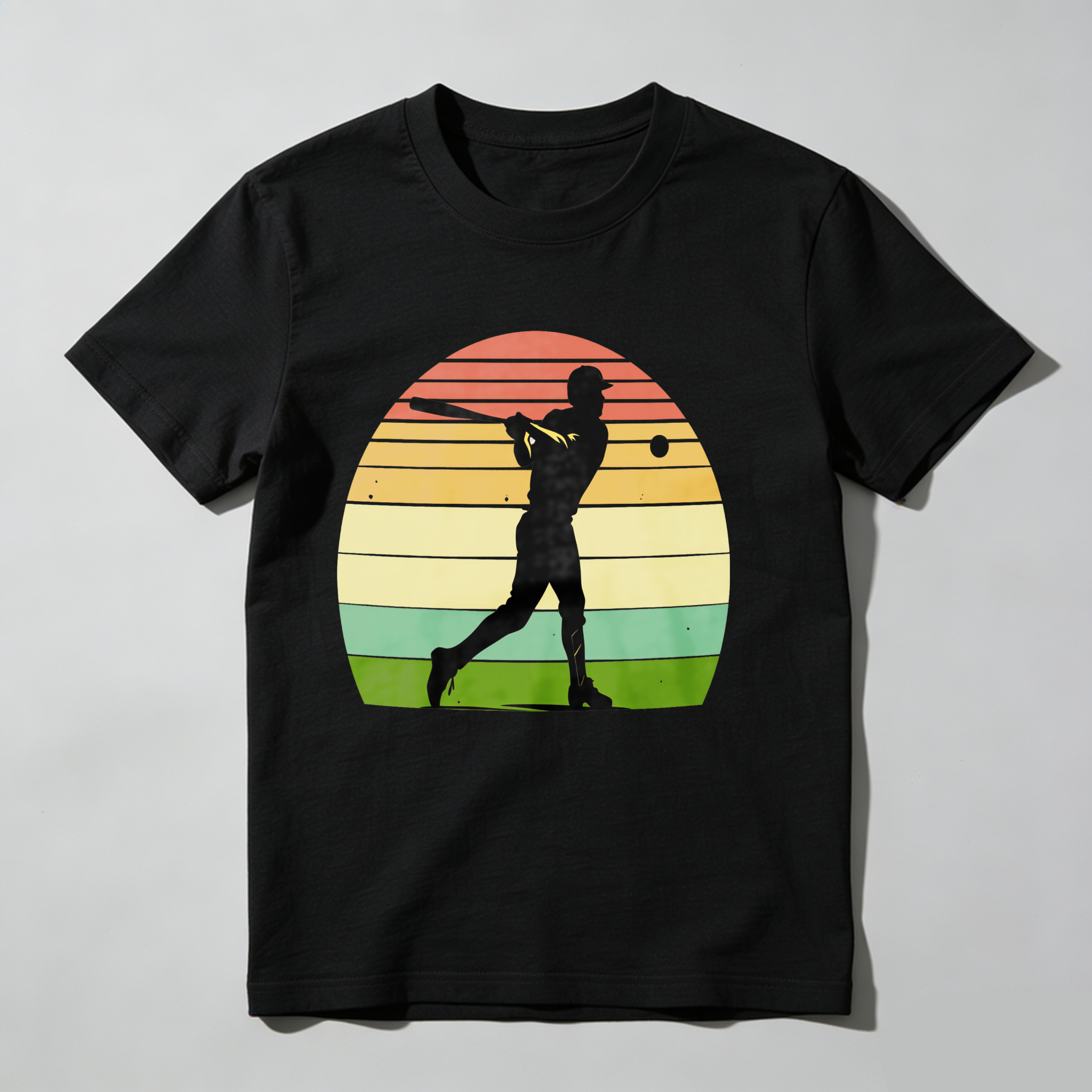 Dorawear™ Silhouette Baseball Player Sunset Background  T Shirt