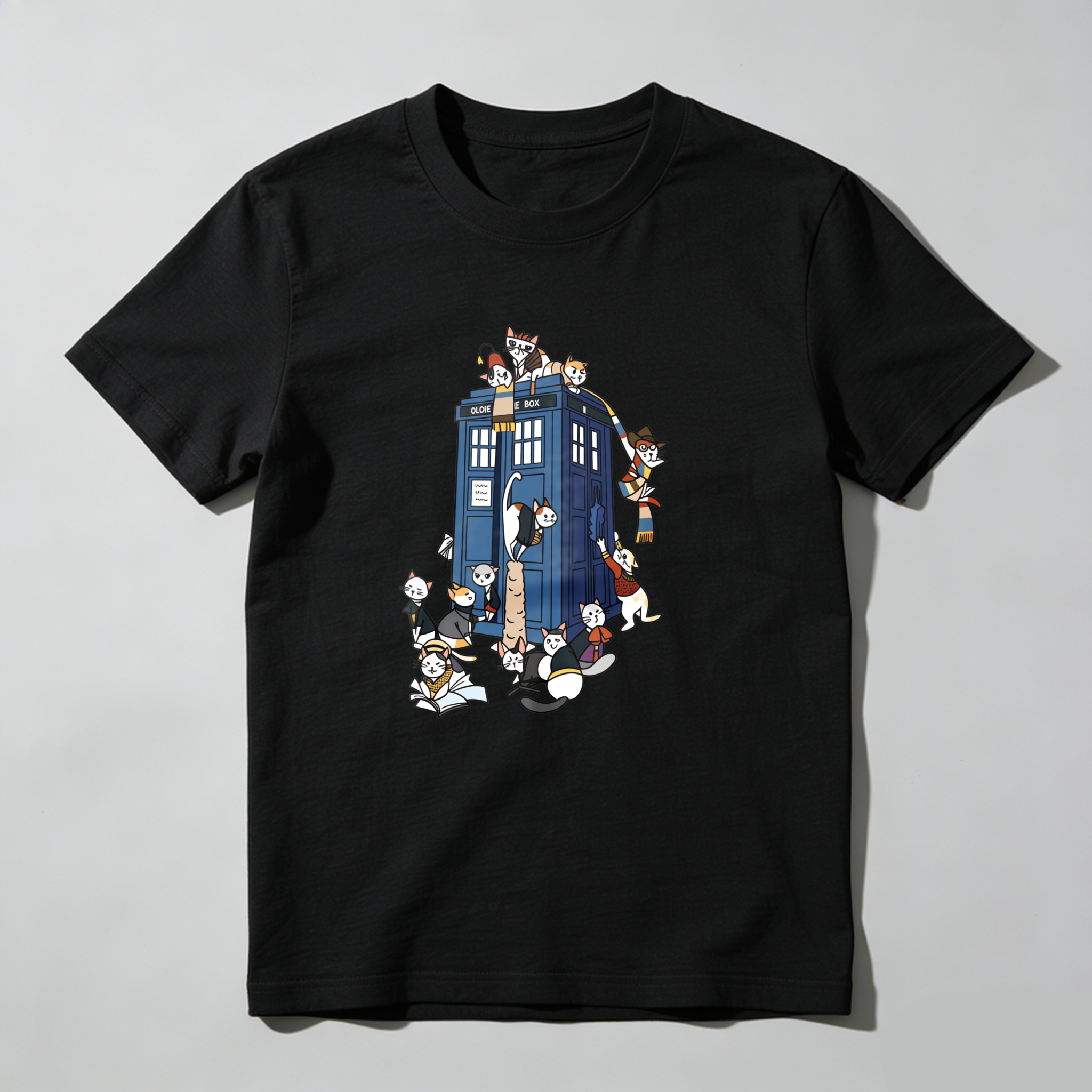 Dorawear™ Cats Surrounding Blue Police Box T Shirt