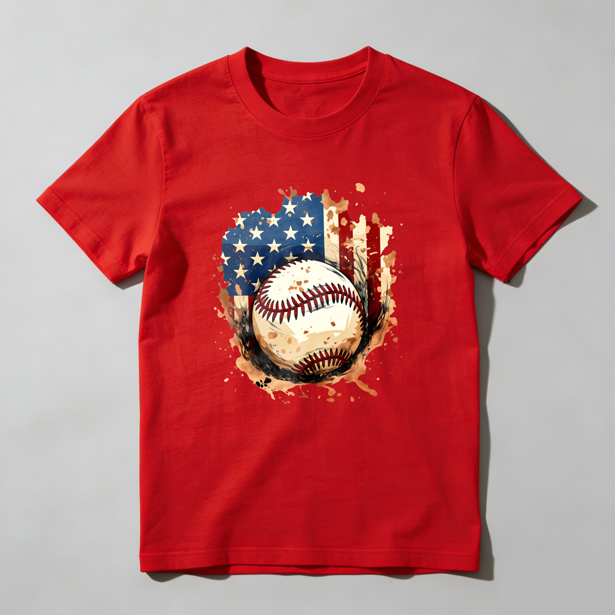 Dorawear™ Baseball American Flag Design On Black Shirt  T Shirt-Dorawear