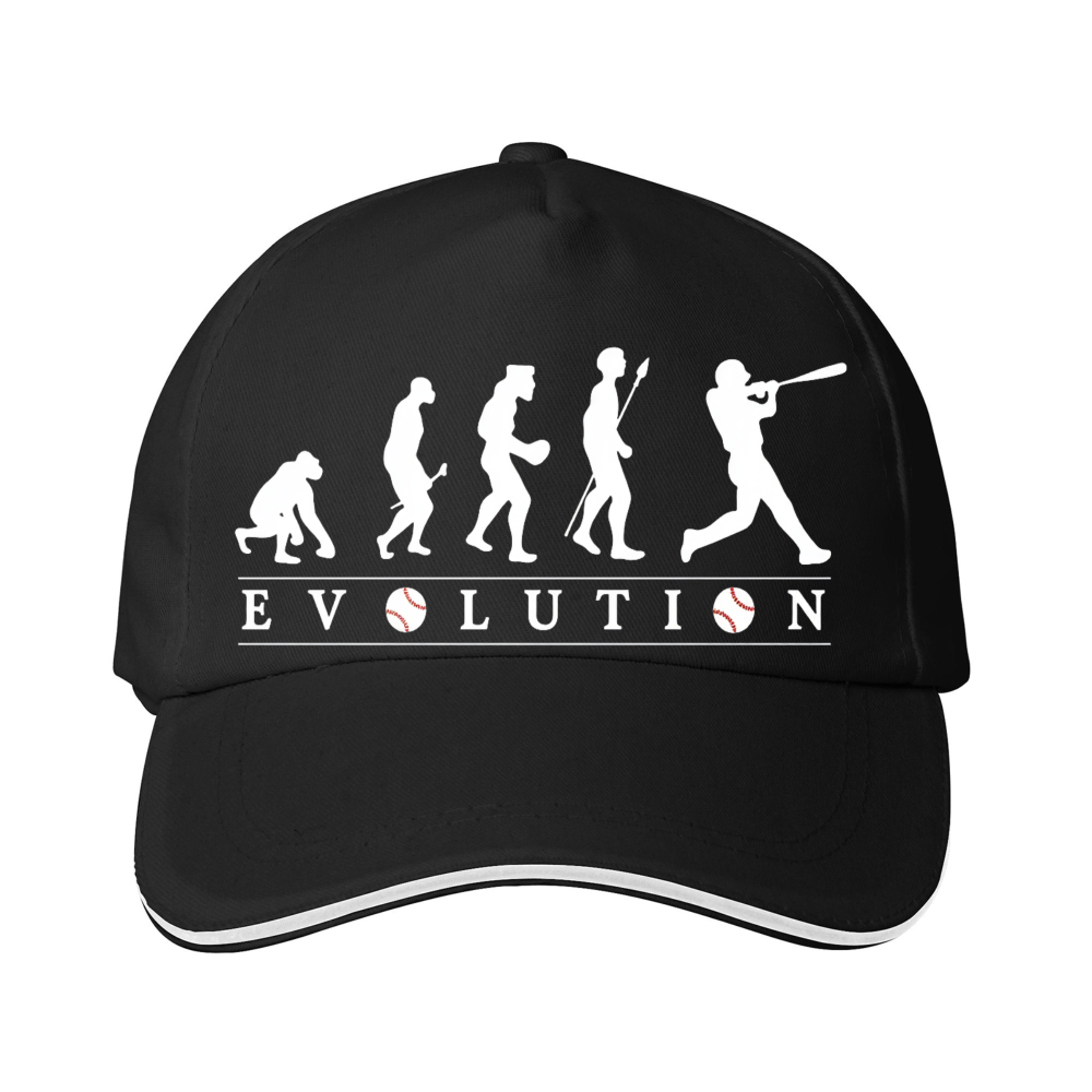Dorawear™ Baseball Cap Evolution From Ape To Batter With Baseballs And Text For Sports Fans