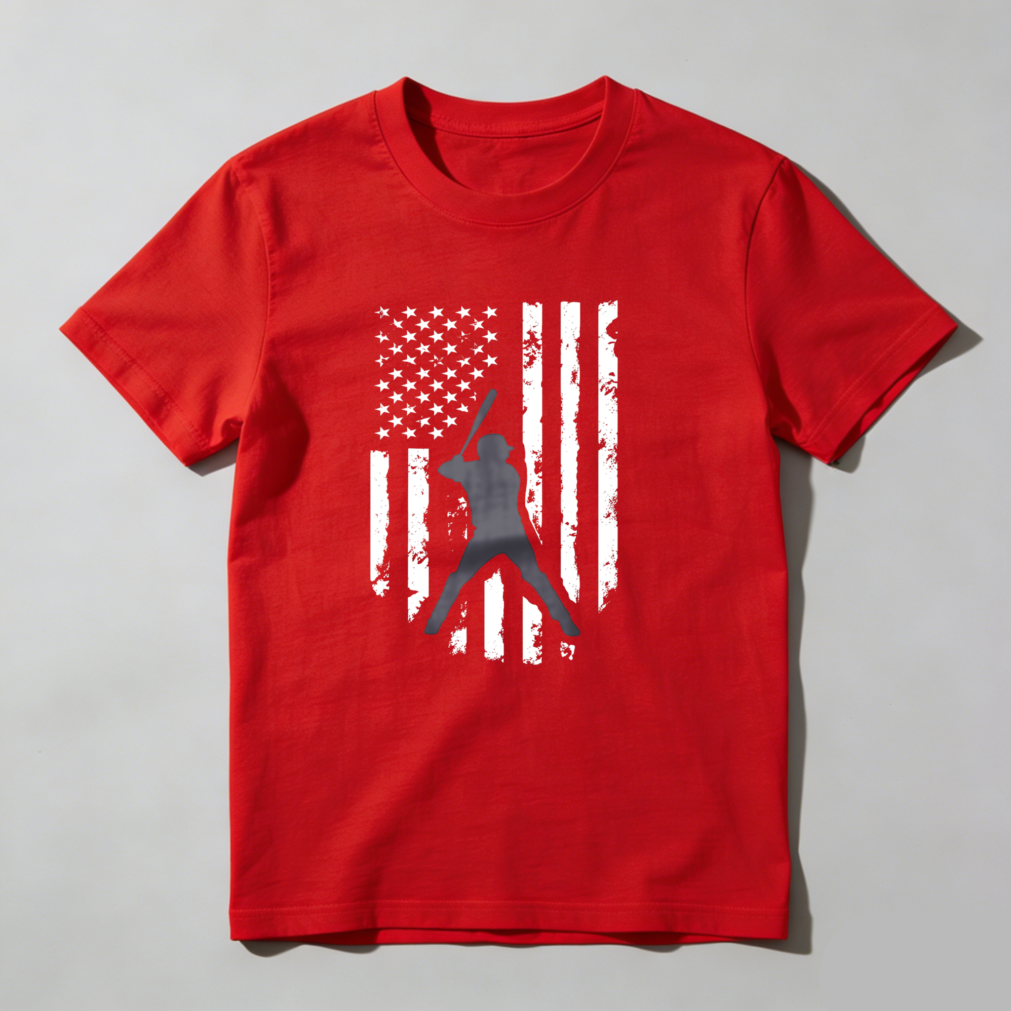 Dorawear™ American Flag With Baseball Player Silhouette  T Shirt
