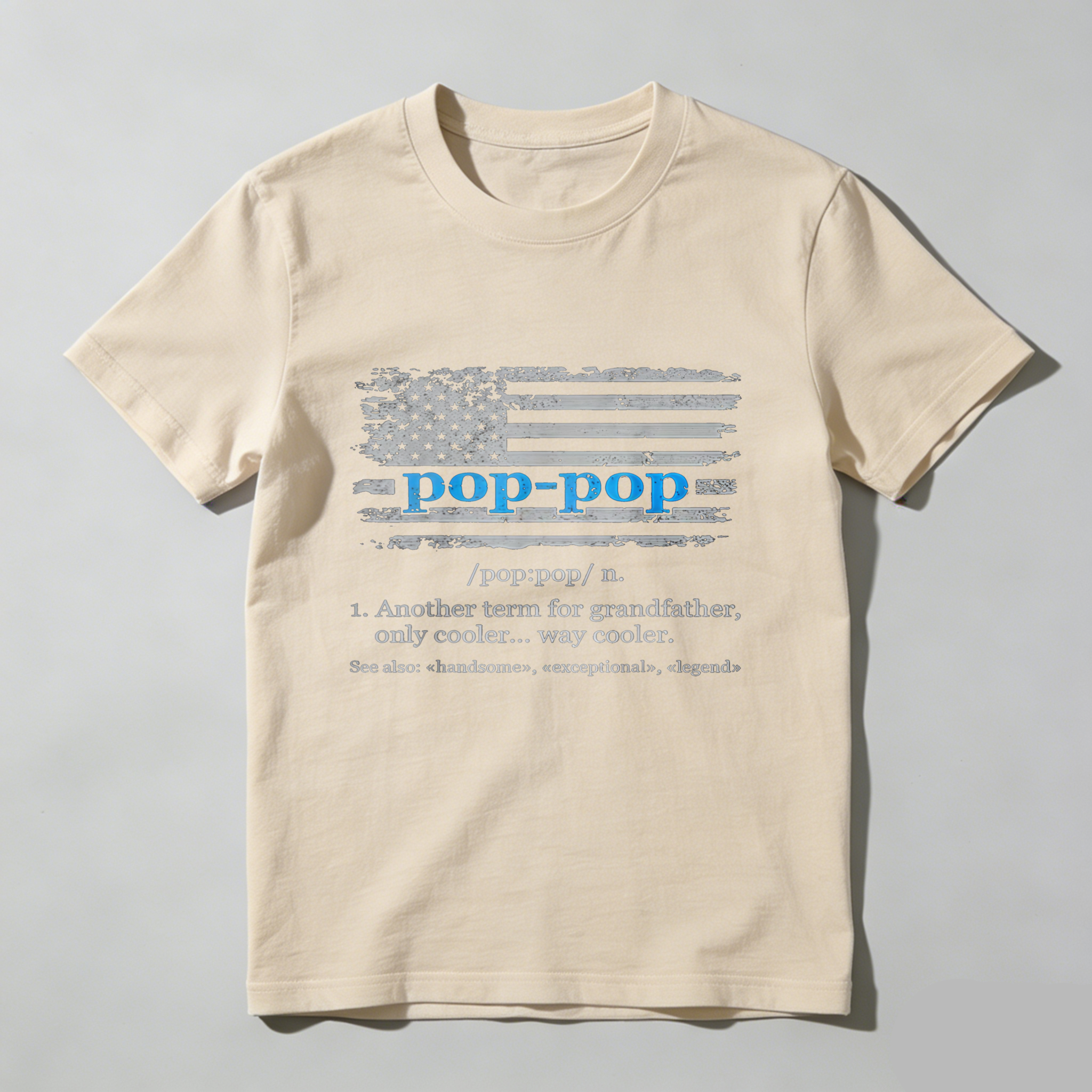 Dorawear™  Pop Pop Definition With American Flag T Shirt