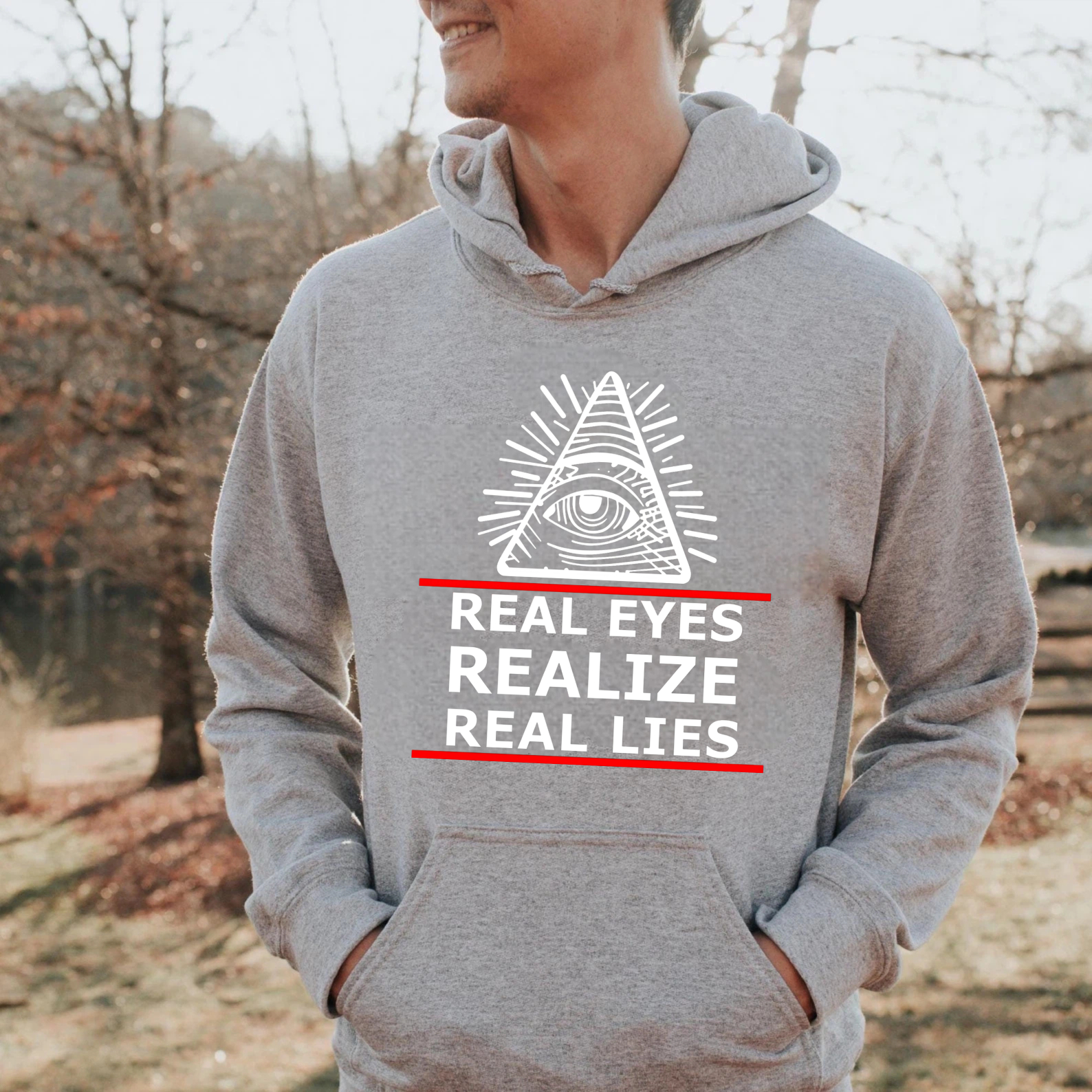 Dorawear™ Real Eyes Realize Real Lies Hoodie With All Seeing Eye Symbol Black Sweatshirt For Men Women Unisex Fashion Statement Piece-Dorawear