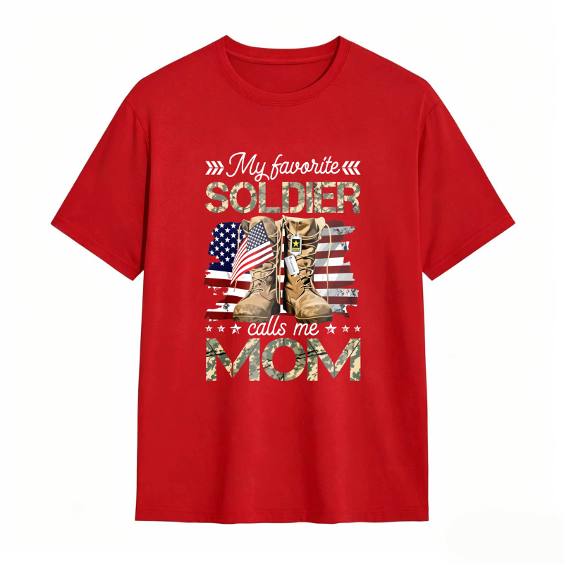 Dorawear™ Soldier Mom American Flag And Military Boots Design Unisex Classic T-shirt