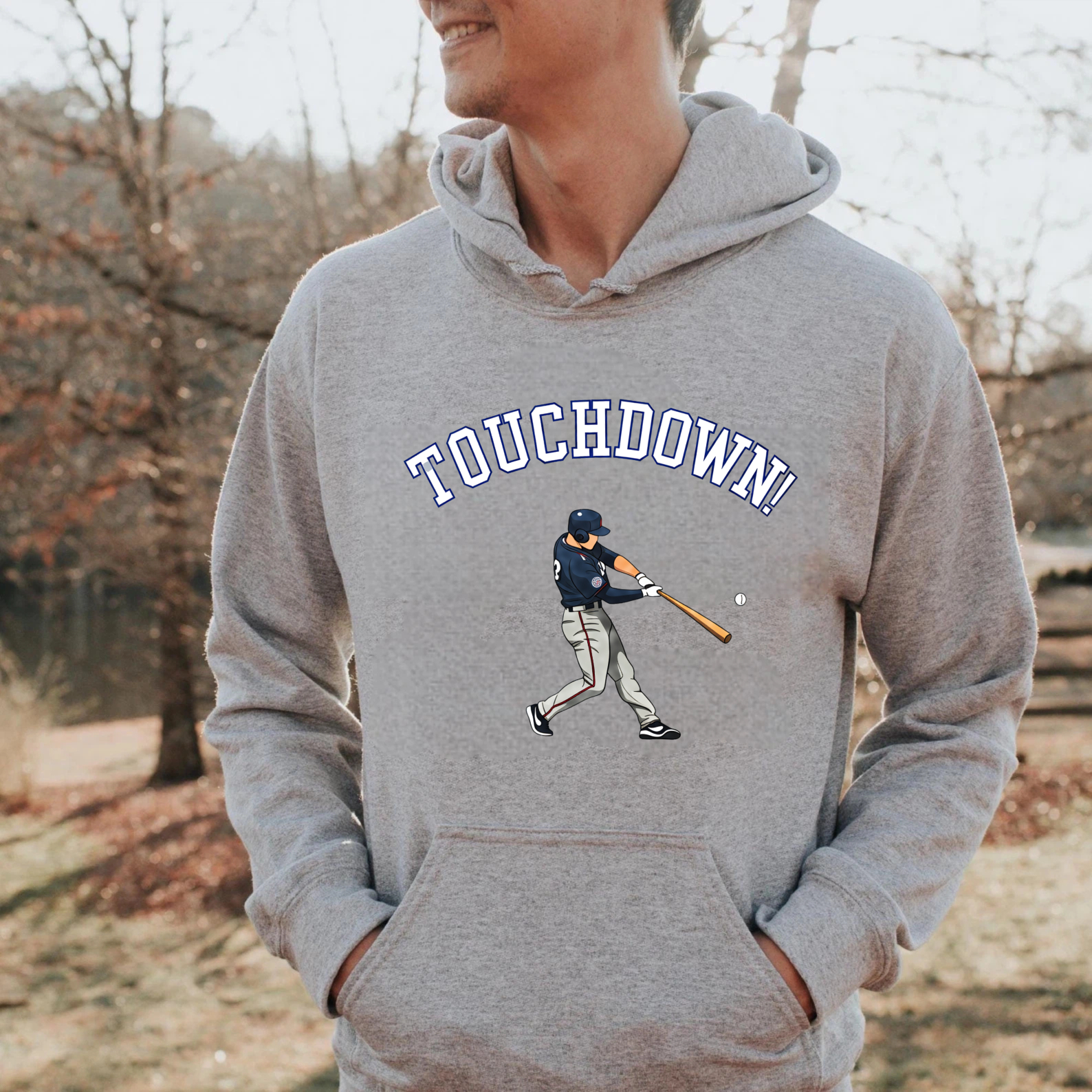 Dorawear™ Touchdown Baseball Player Hoodie Black Sweatshirt With Graphic Design For Sports Fans