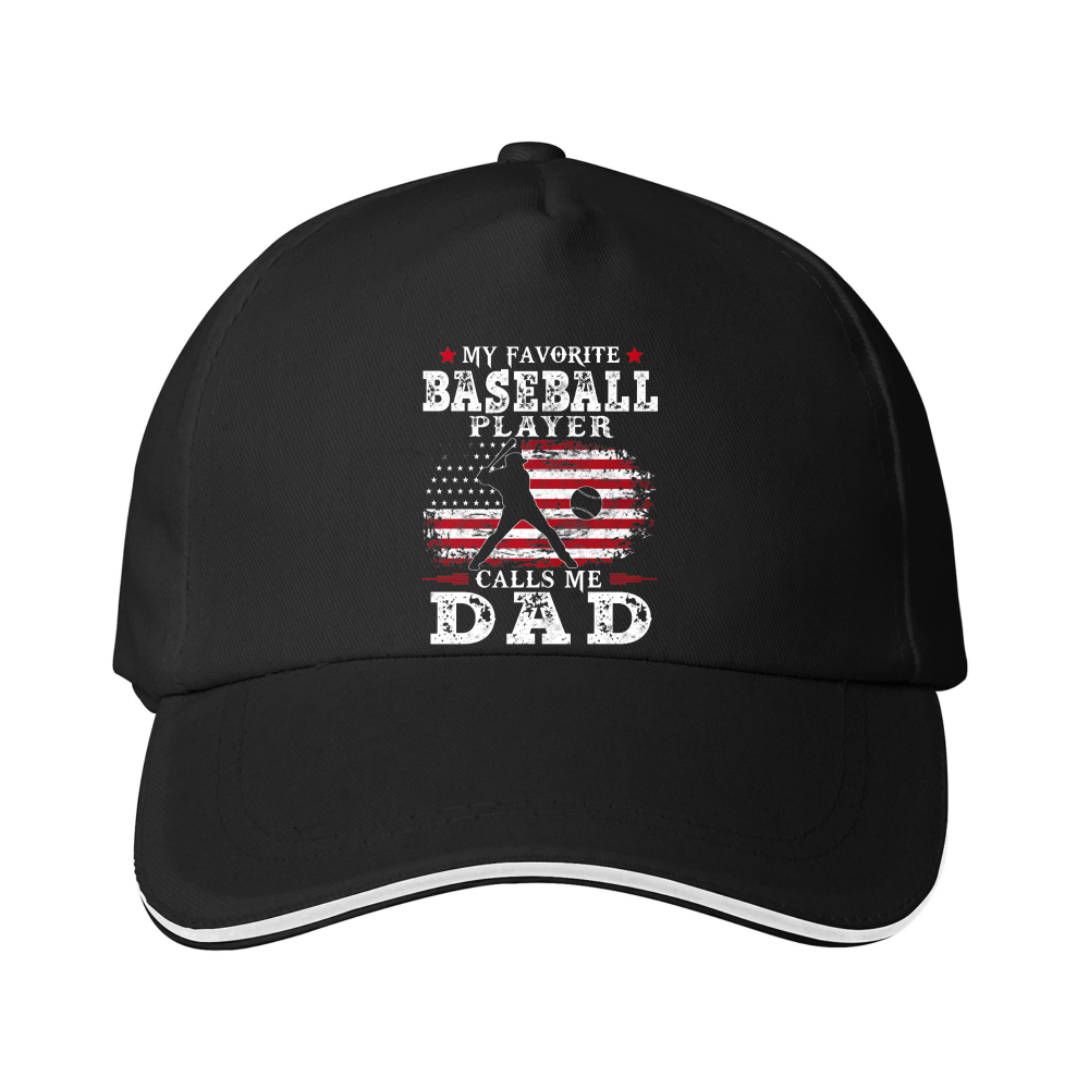 Dorawear™ Baseball Cap My Favorite Baseball Player Calls Me Dad American Flag Design Fatherhood Gift