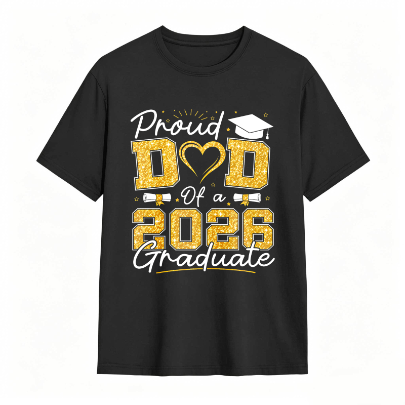 Dorawear™ Proud Dad Of A 2026 Graduate Graduation Cap Heart And Bow Tie Design Unisex Classic T-shirt