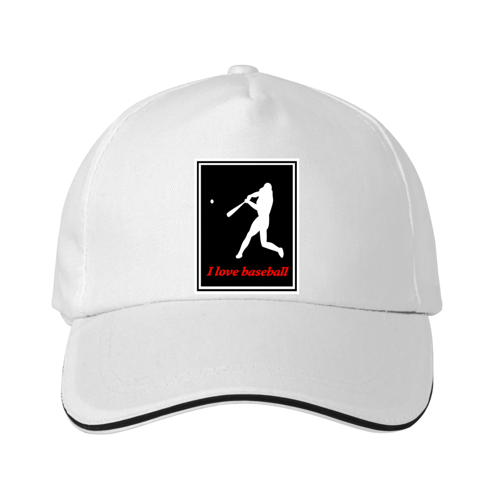 Dorawear™ Baseball Cap Player Silhouette I Love Baseball Print For Sports Fans