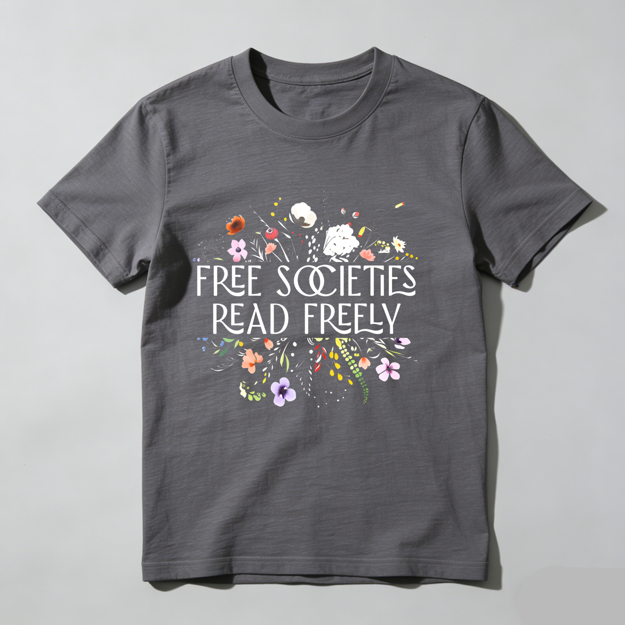 Dorawear™ Free Societies Read Freely Floral Design T Shirt