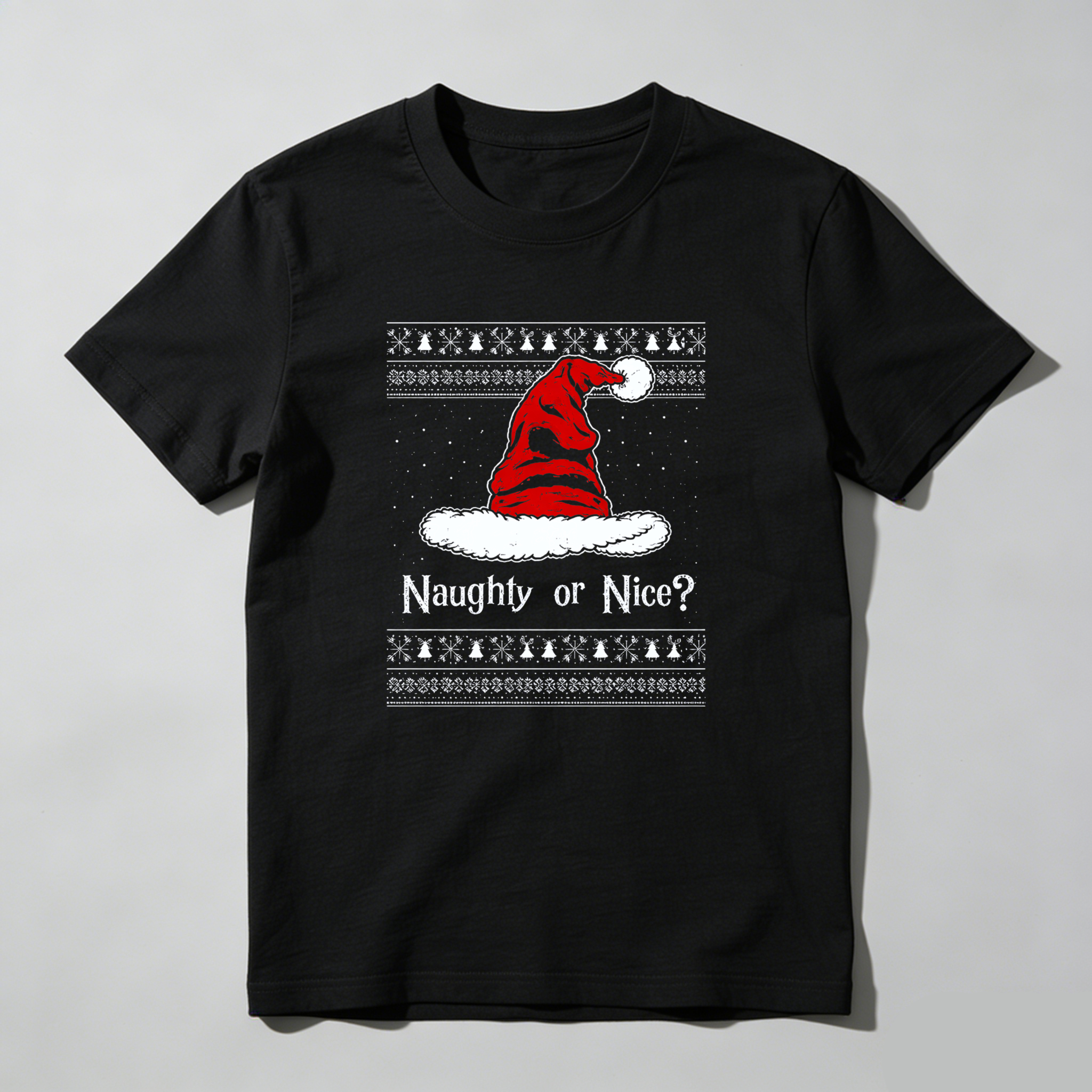 Dorawear™ Christmas Santa Hat Naughty Or Nice Pure Cotton Short Sleeve T Shirt-Dorawear