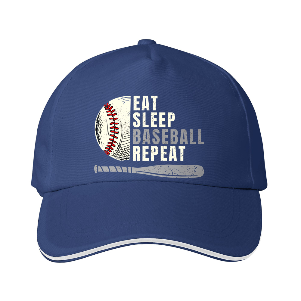 Dorawear™ Baseball Cap Eat Sleep Baseball Repeat With Ball And Bat Design For Sports Fans